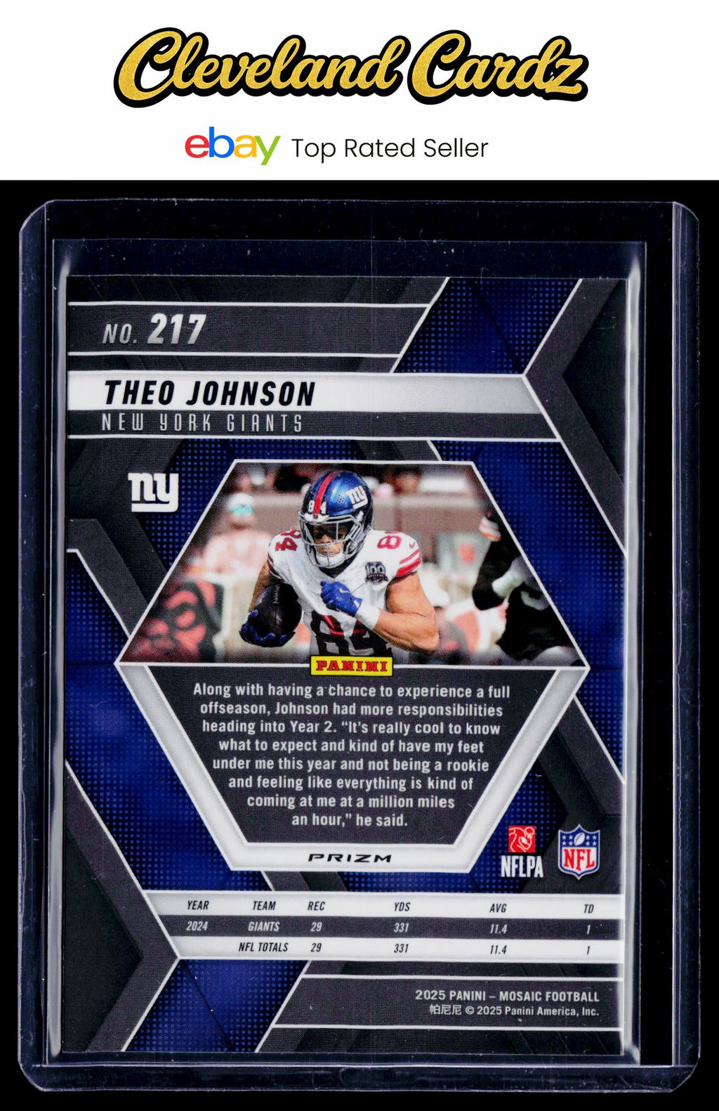2025 Panini Mosaic #217 Theo Johnson Purple Scope