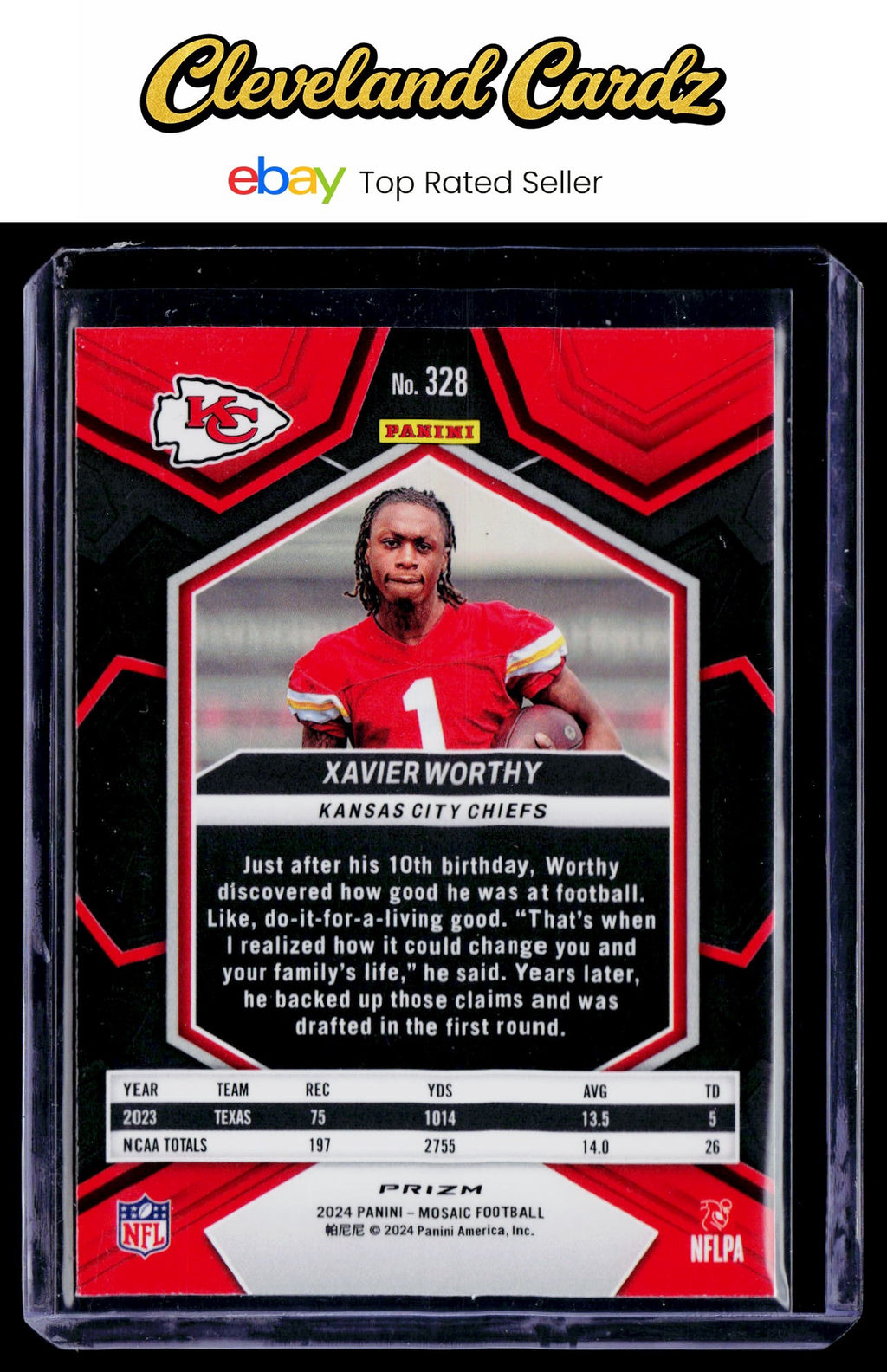2024 Panini Mosaic #328 Xavier Worthy Mosaic Camo Red RC