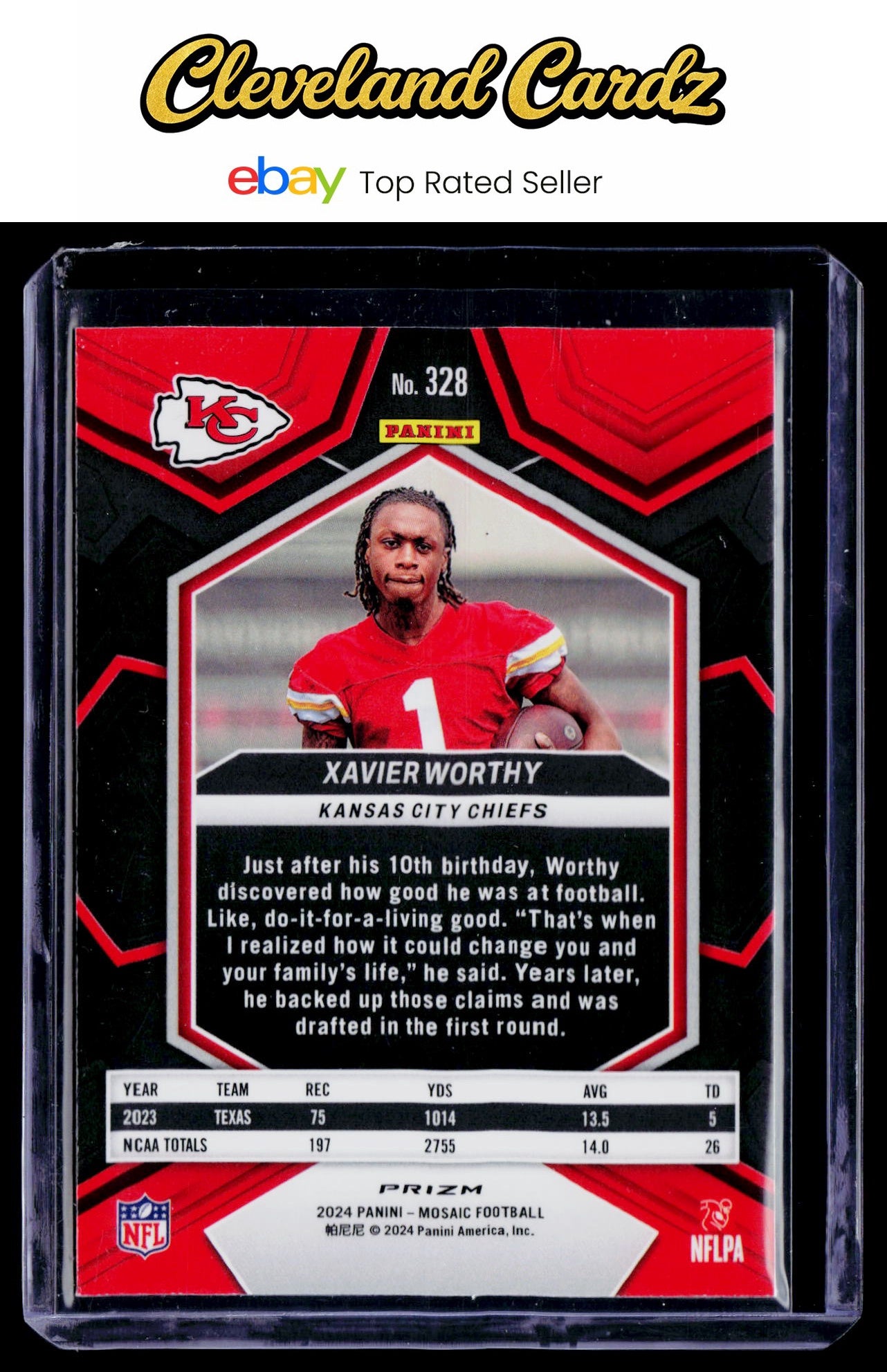 2024 Panini Mosaic #328 Xavier Worthy Mosaic Camo Red RC