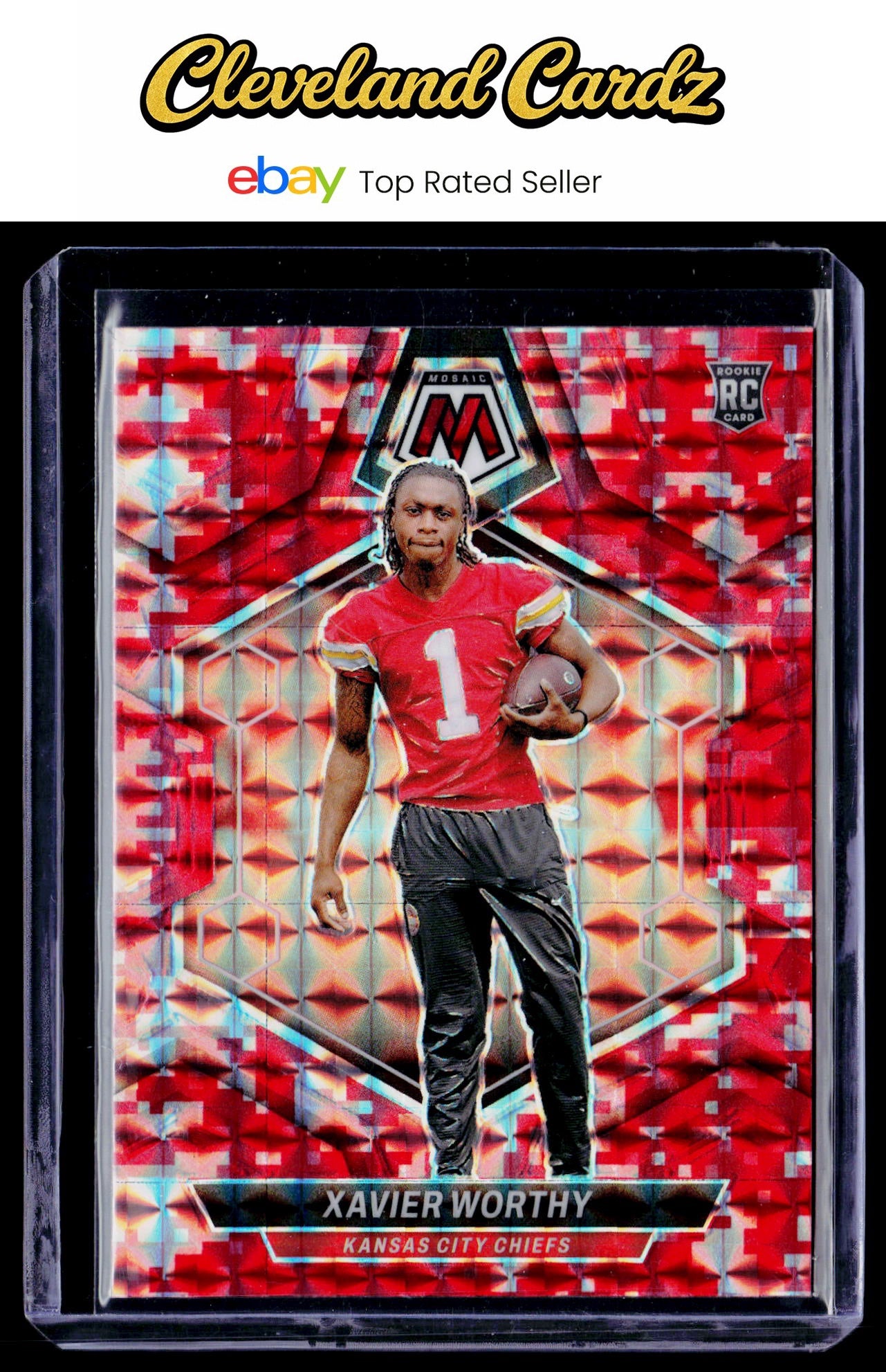 2024 Panini Mosaic #328 Xavier Worthy Mosaic Camo Red RC
