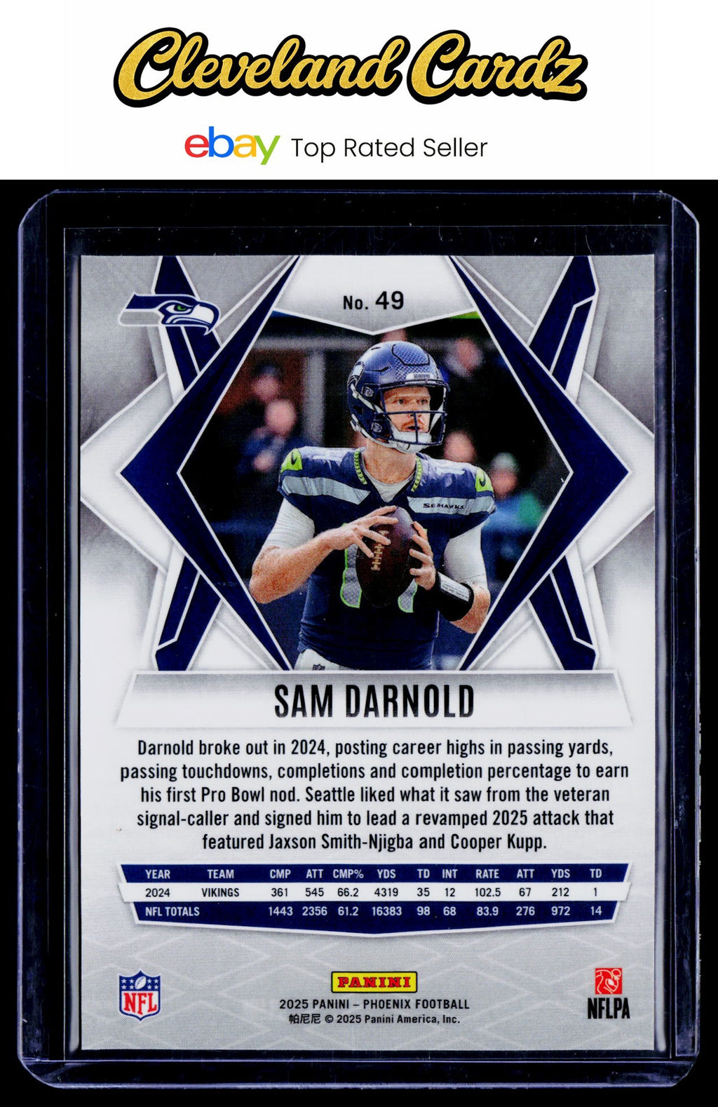 2025 Panini Phoenix #49 Sam Darnold Silver Hyper Prizm