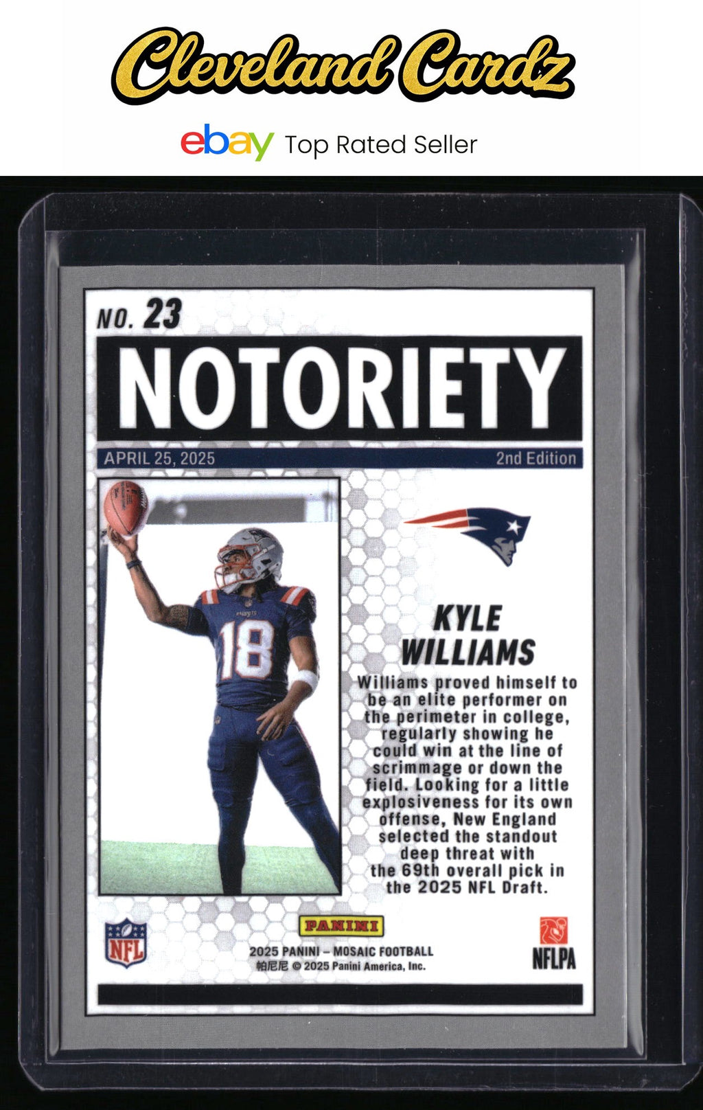 2025 Panini Mosaic #23 Kyle Williams Notoriety