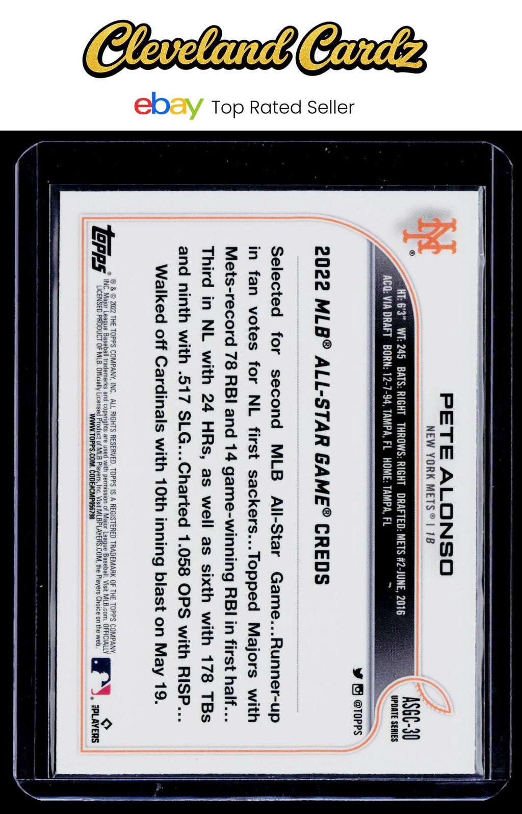 2022 Topps Update #ASG-30 Pete Alonso 2022 MLB All-Star Game