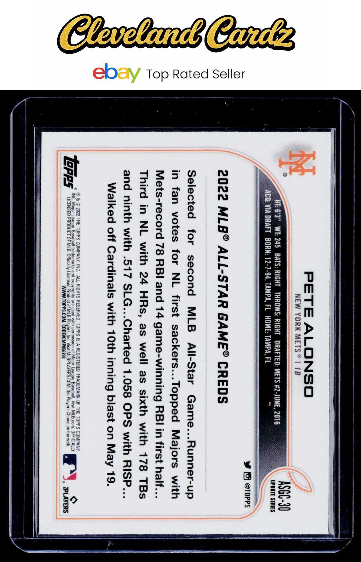 2022 Topps Update #ASG-30 Pete Alonso 2022 MLB All-Star Game