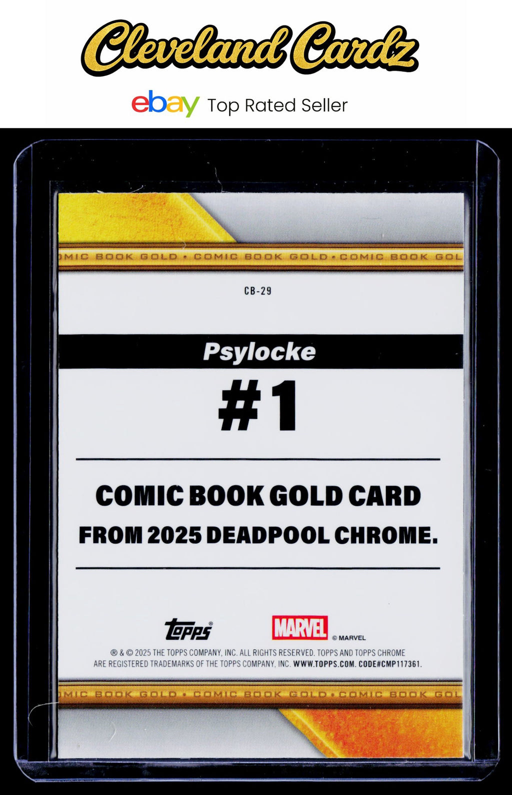 2025 Topps Chrome Marvel Deadpool #CB-29 Psylocke Comic Book Gold