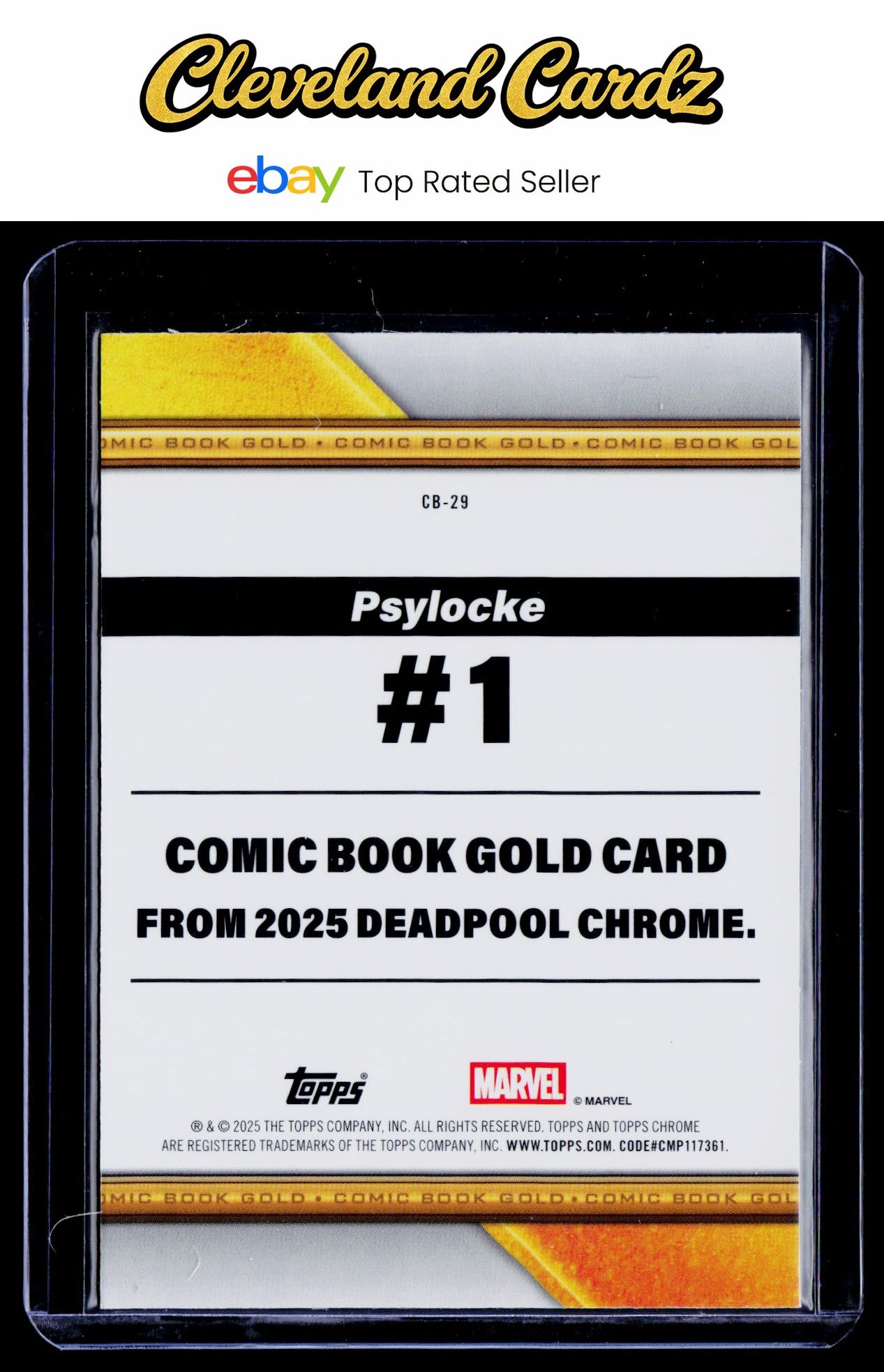 2025 Topps Chrome Marvel Deadpool #CB-29 Psylocke Comic Book Gold