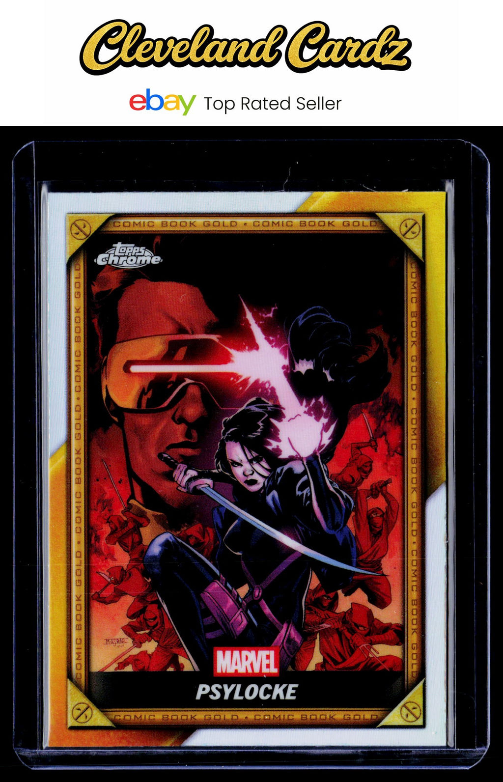 2025 Topps Chrome Marvel Deadpool #CB-29 Psylocke Comic Book Gold