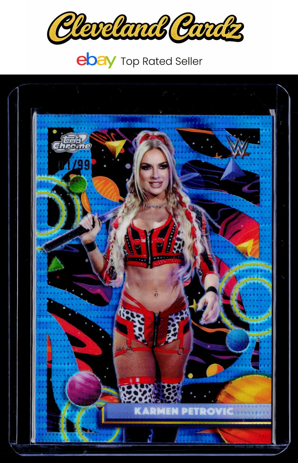 2026 Topps Chrome Cosmic #152 Karmen Petrovic Blue Moon Refractor #1/99 Bookend