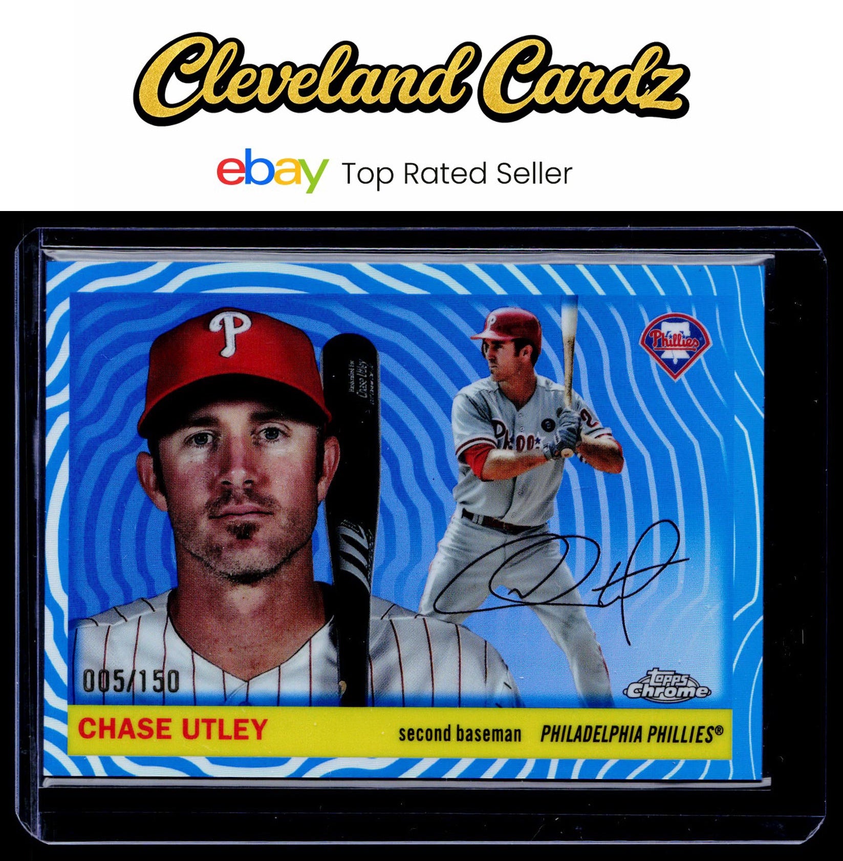 2025 Topps Chrome Platinum #479 Chase Utley Blue Vibrations Refractors #/150 HOF