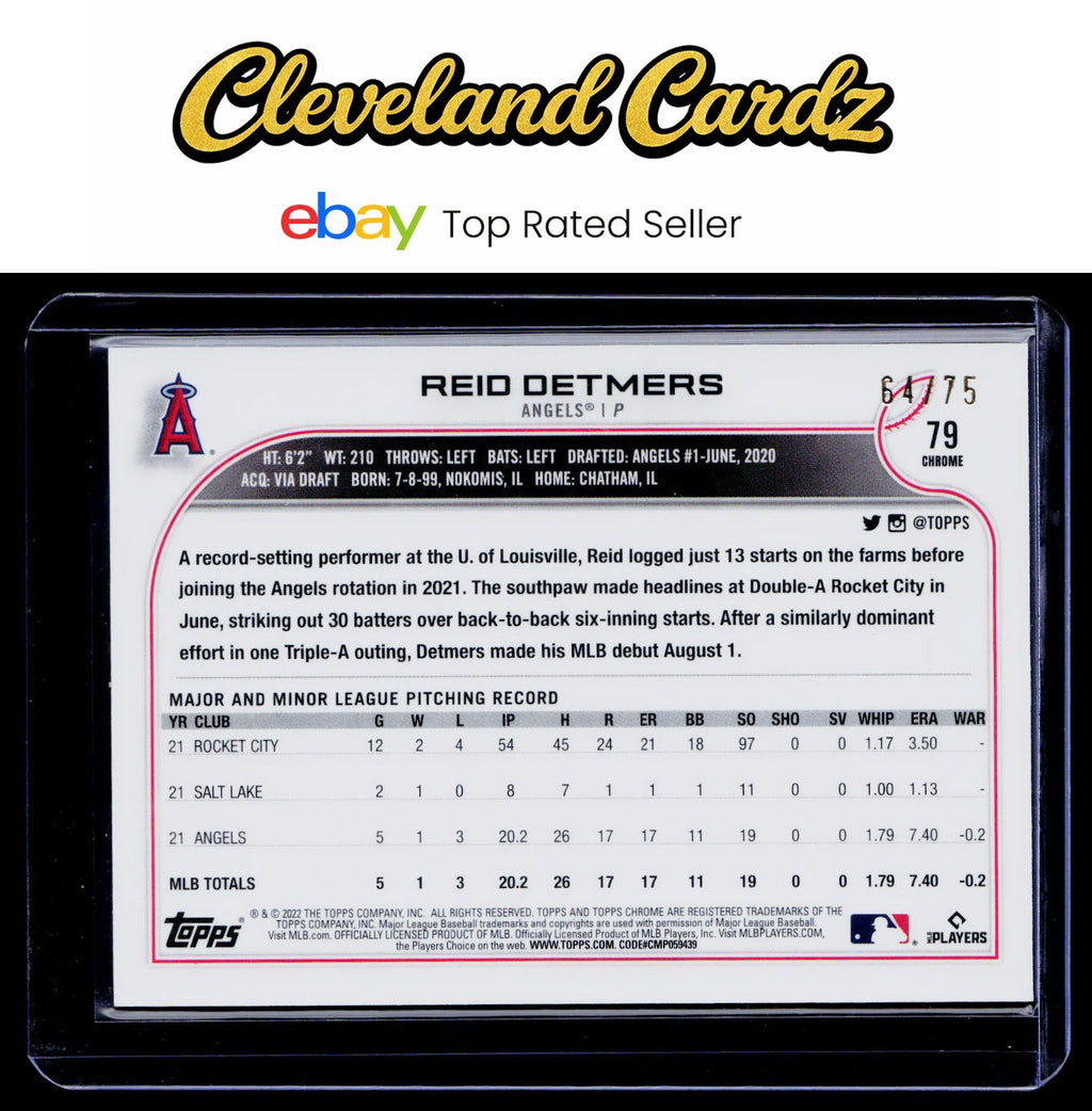 2022 Topps Chrome Sonic #79 Reid Detmers Blue/Yellow Sonic Pulse Refractor #/75
