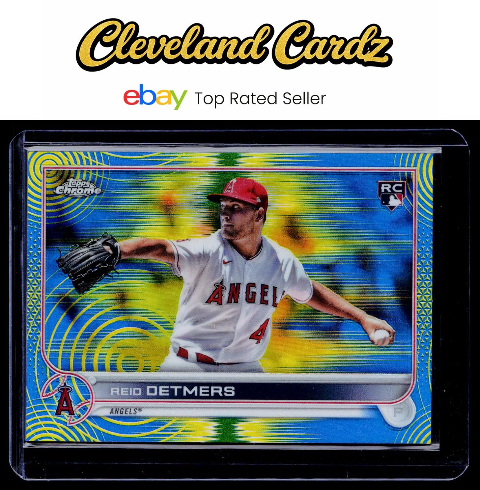 2022 Topps Chrome Sonic #79 Reid Detmers Blue/Yellow Sonic Pulse Refractor #/75