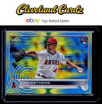 2022 Topps Chrome Sonic #79 Reid Detmers Blue/Yellow Sonic Pulse Refractor #/75