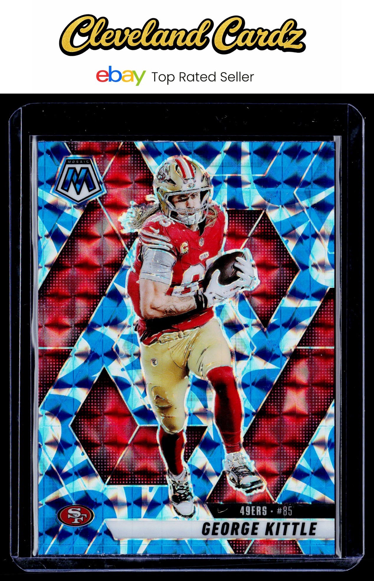 2025 Panini Mosaic #46 George Kittle Mosaic Reactive Blue