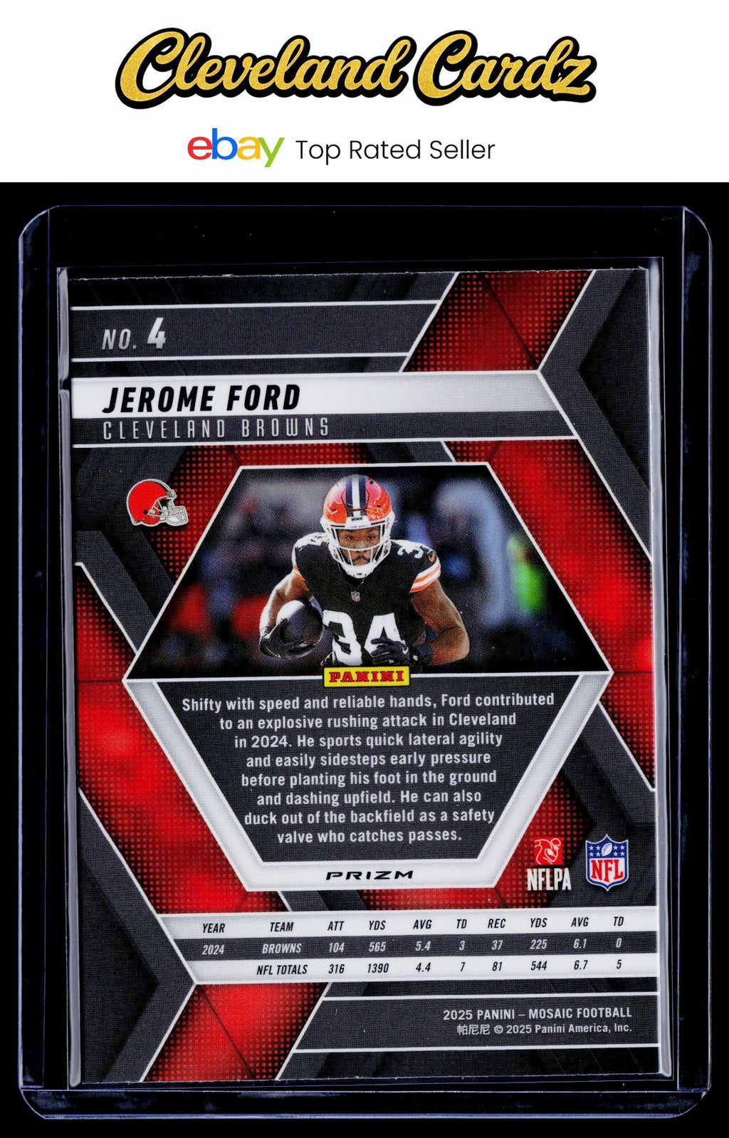 2025 Panini Mosaic #4 Jerome Ford Mosaic Reactive Blue