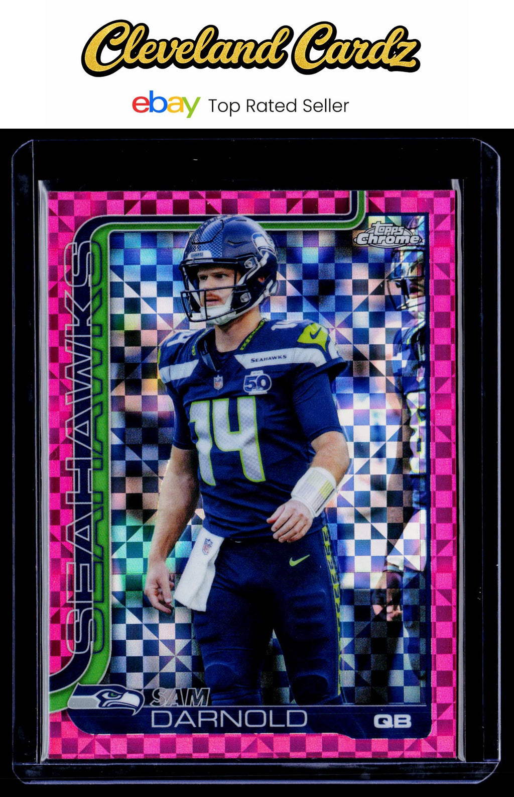 2025 Topps Chrome #275 Sam Darnold Hot Pink X-Fractor