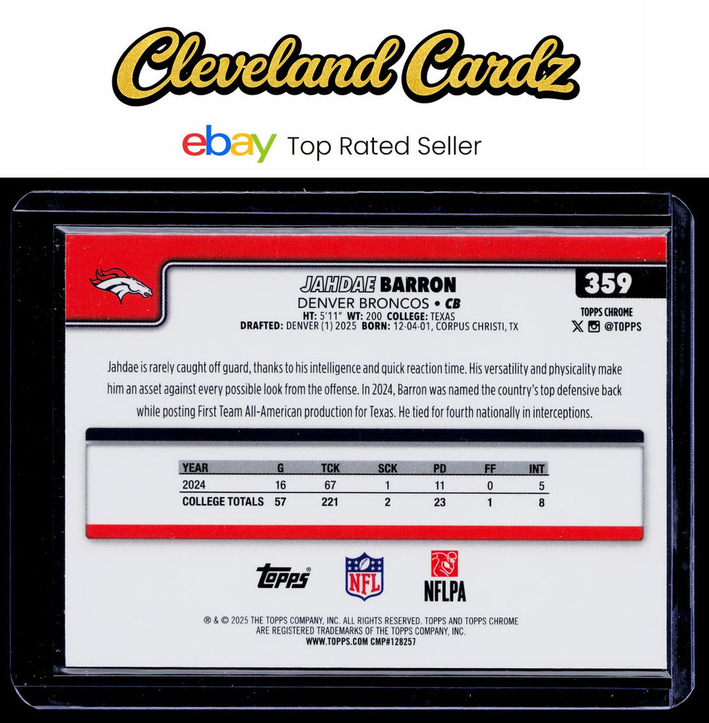 2025 Topps Chrome #359 Jahdae Barron Lime Green X-Fractor