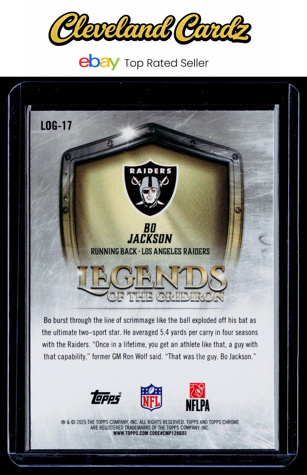 2025 Topps Chrome #LOG-17 Bo Jackson Legends of the Gridiron X-Fractor