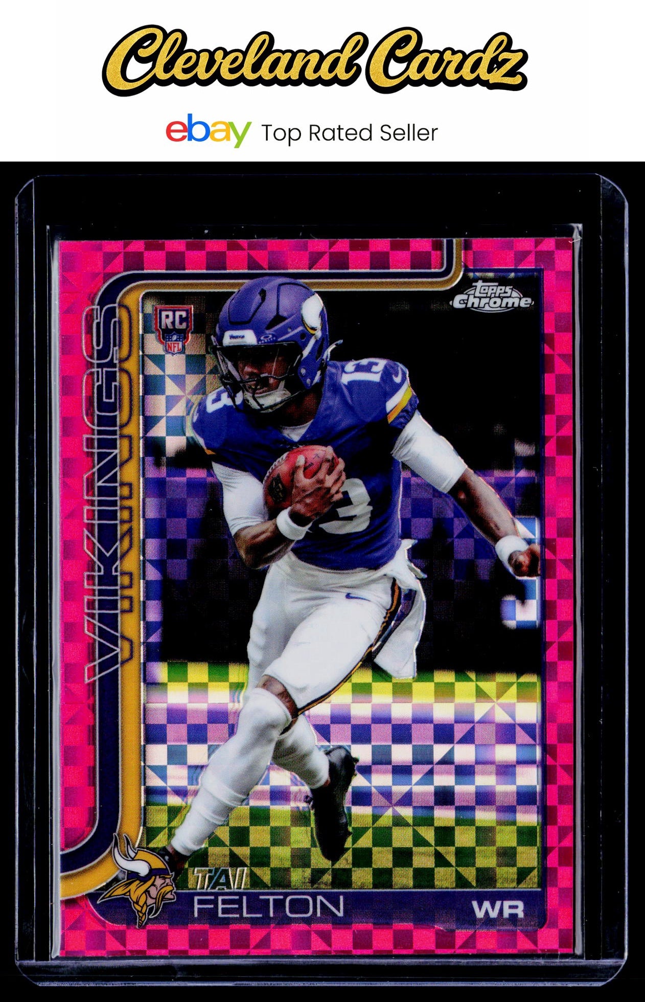 2025 Topps Chrome #395 Tai Felton Hot Pink X-Fractor
