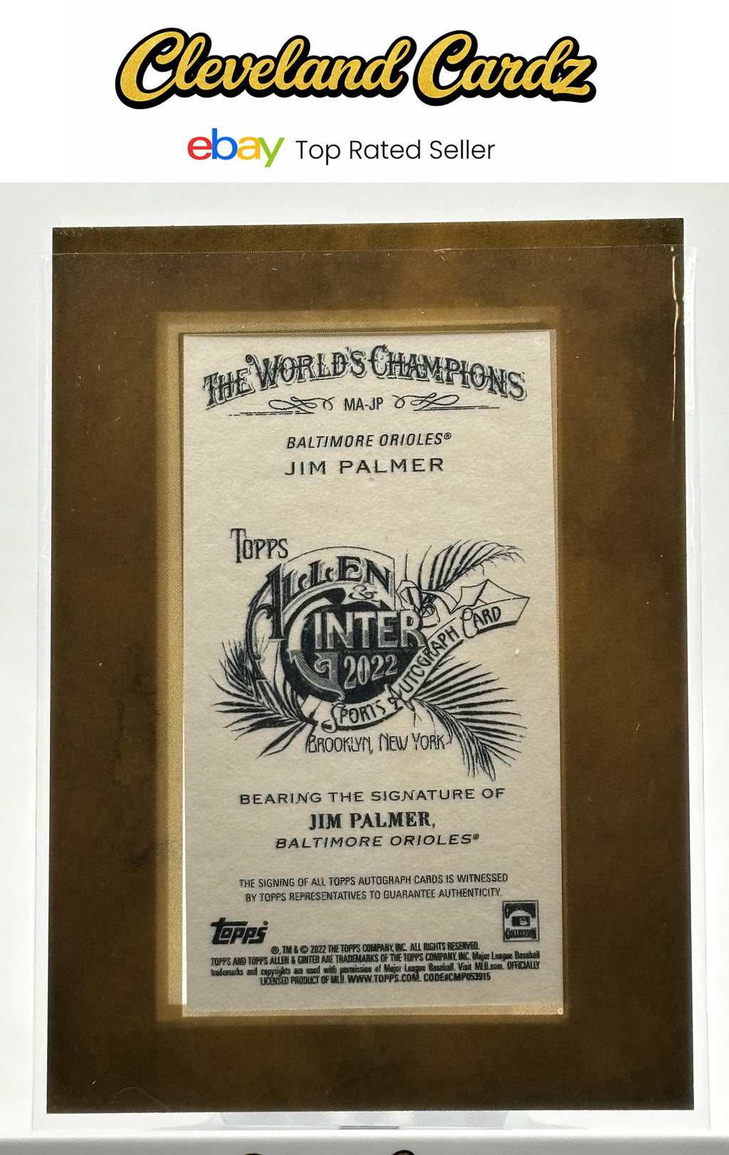 2022 Topps Allen & Ginter #MA-JP Jim Palmer Framed Mini Autographs