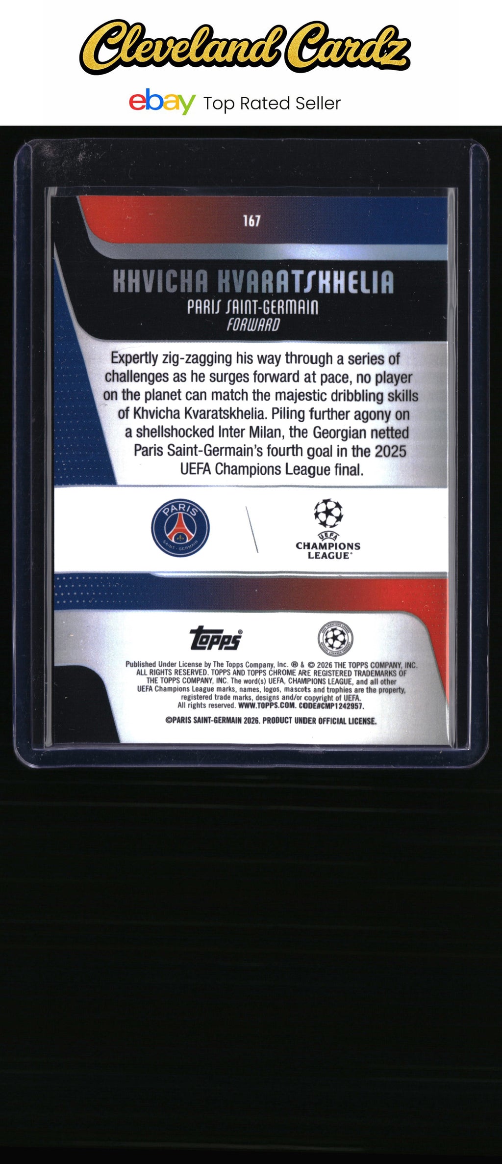 2025-26 Topps Chrome UEFA Club #167 Khvicha Kvaratskhelia Pink X-Fractor #/250