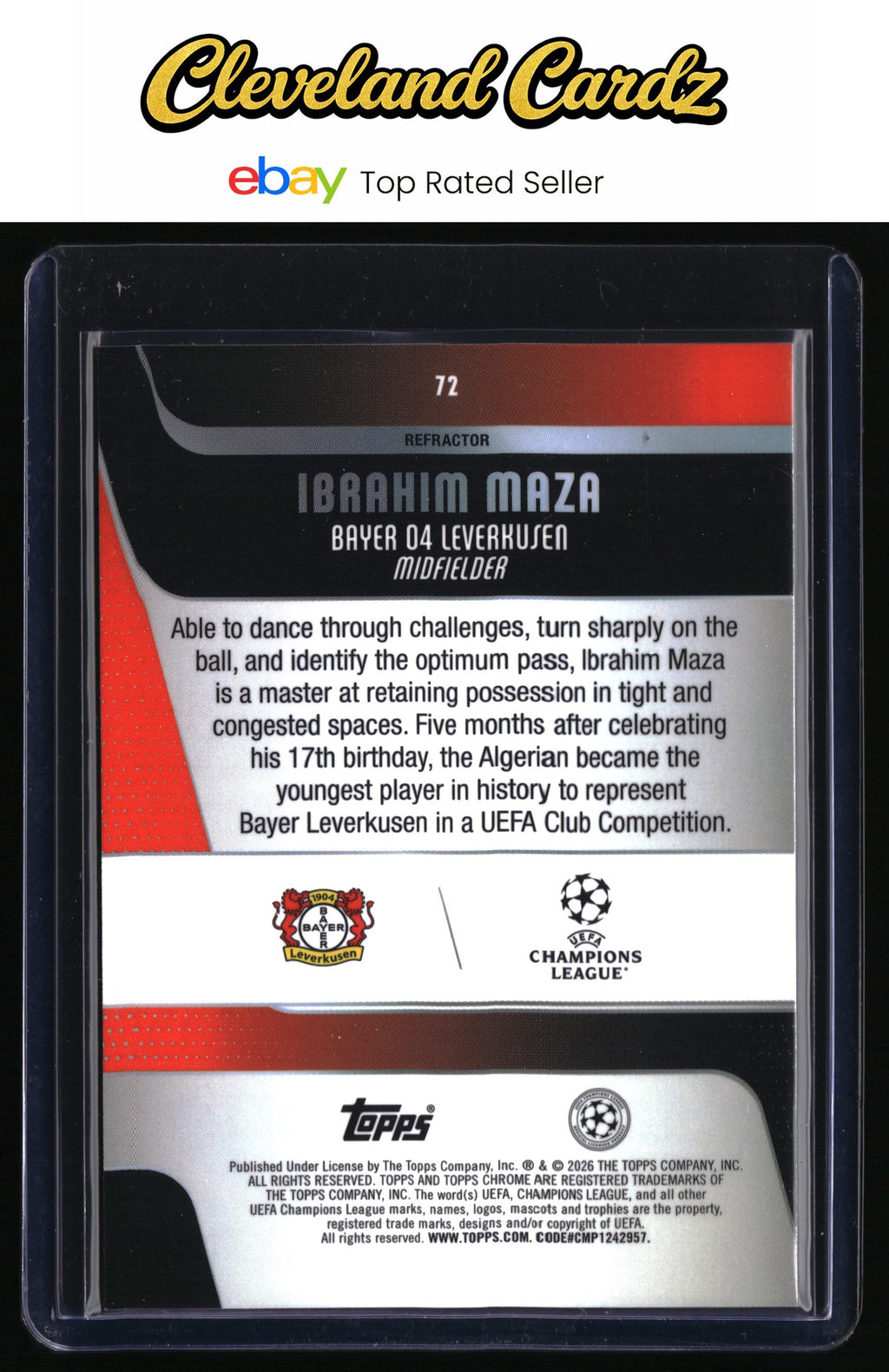 2025-26 Topps Chrome UEFA Club Competitions #72 Ibrahim Maza Refractor