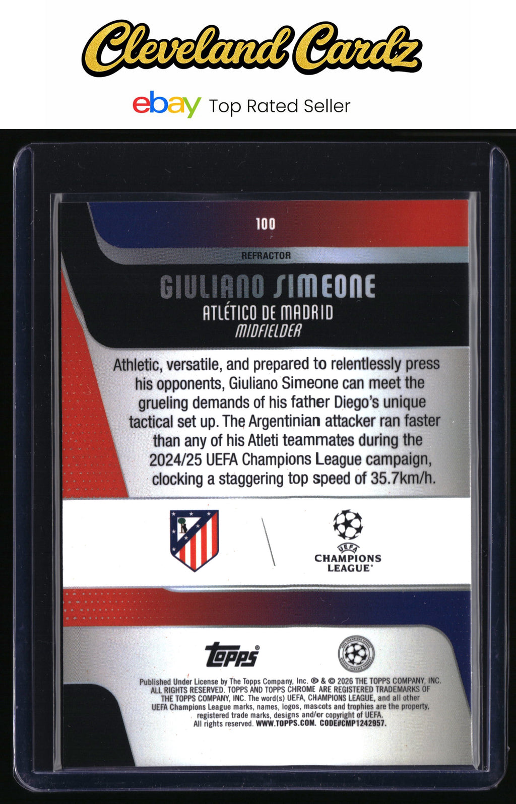 2025-26 Topps Chrome UEFA Club Competitions #100 Giuliano Simeone Refractor