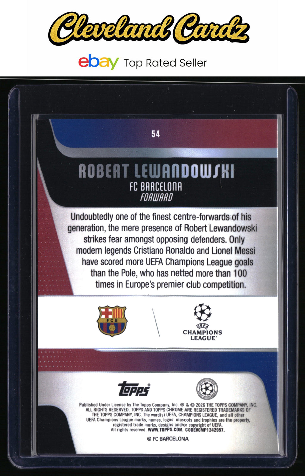 2025-26 Topps Chrome UEFA  #54 Robert Lewandowski X-Fractor Refractor