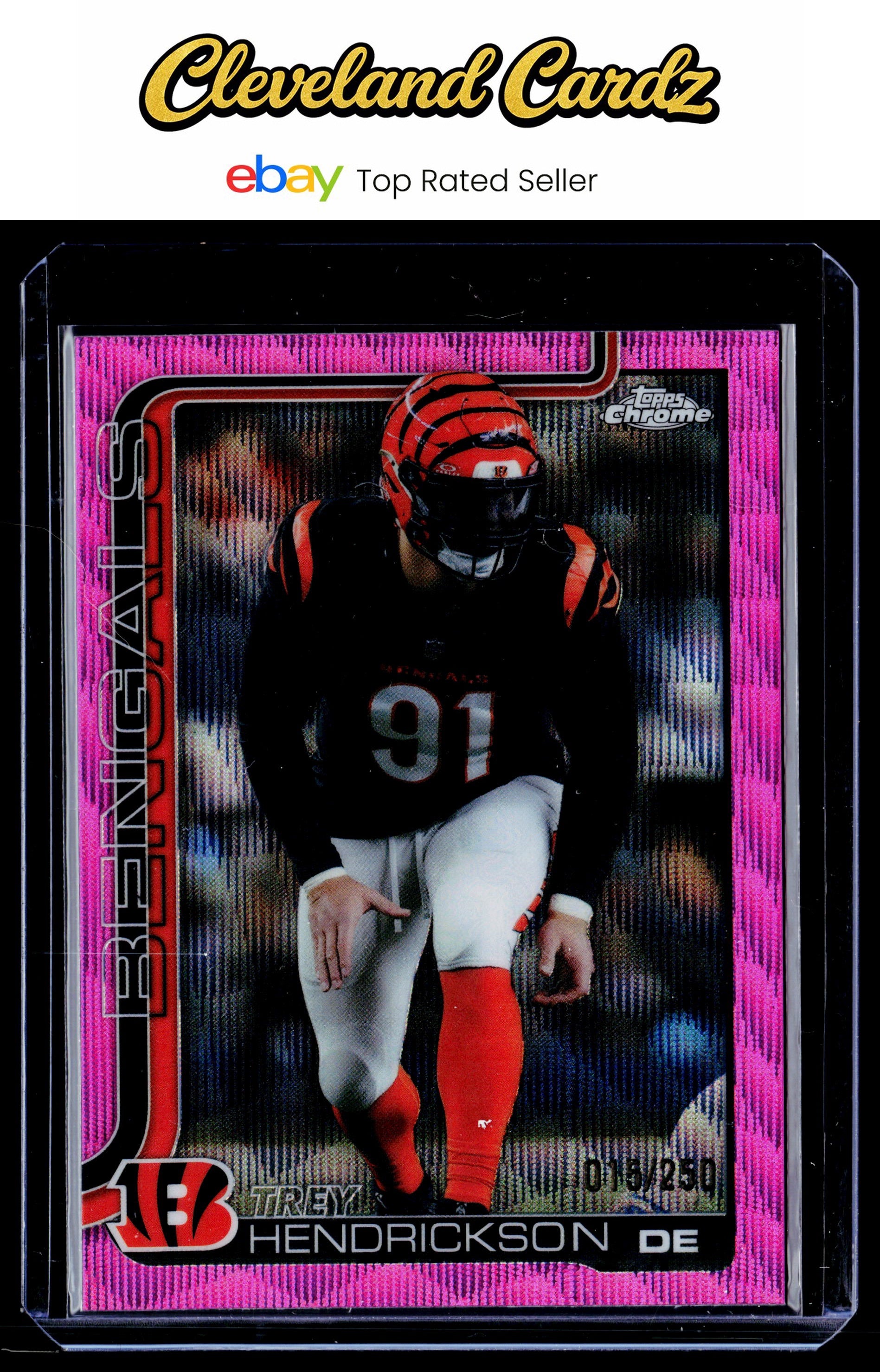2025 Topps Chrome #65 Trey Hendrickson Pink Wave Refractor #/250
