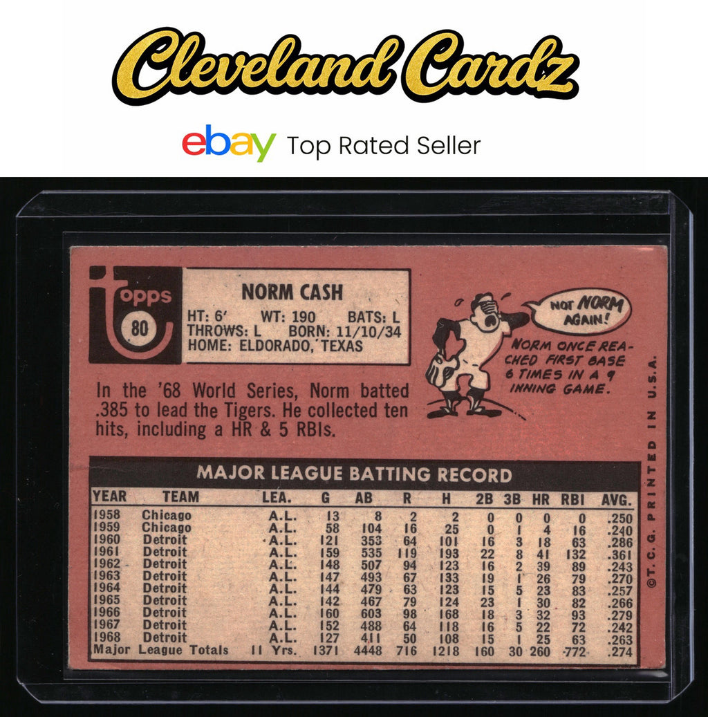1969 Topps #80 Norm Cash