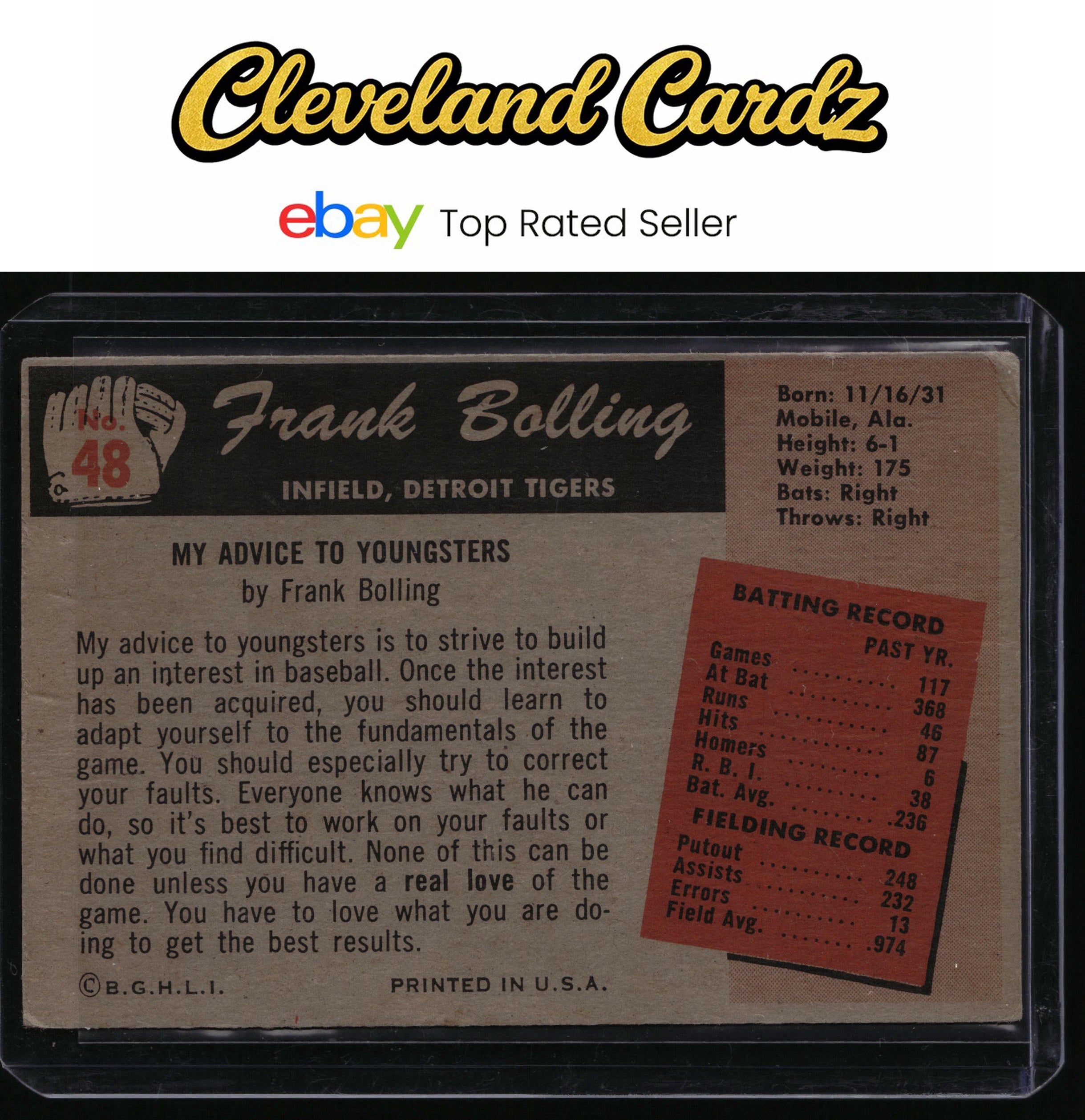 1955 Bowman #48b Milt Bolling