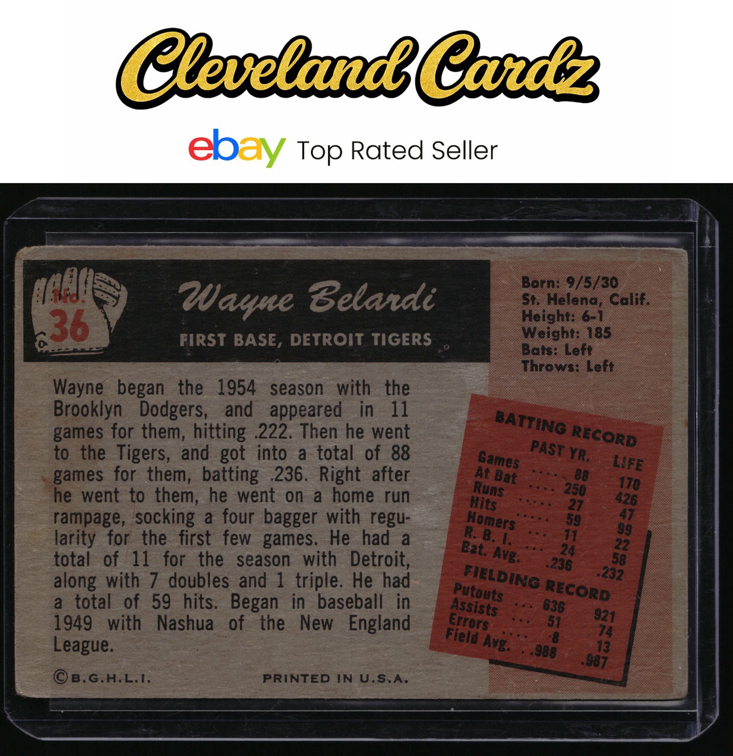 1955 Bowman #36 Wayne Belardi