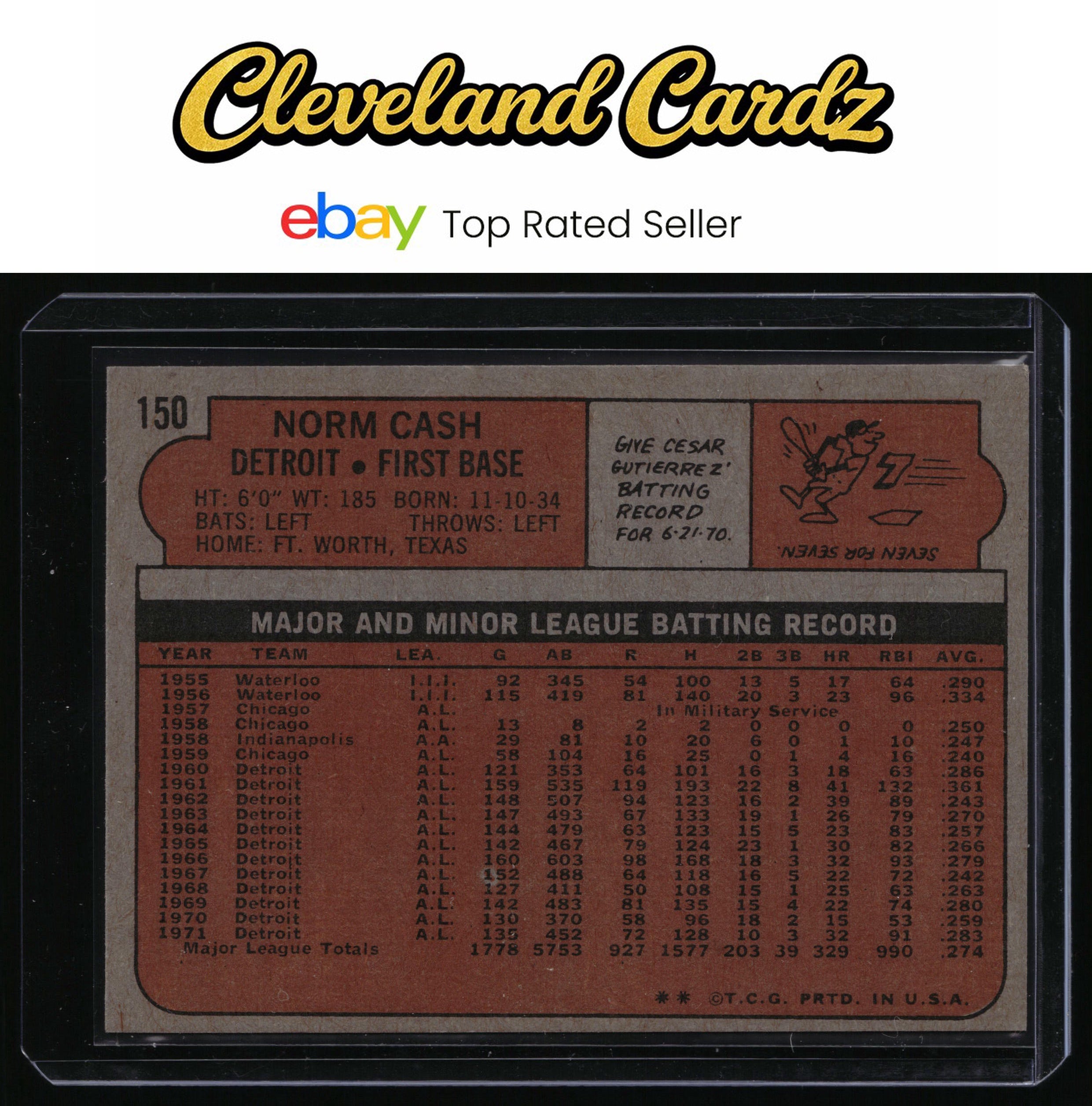 1972 Topps #150 Norm Cash
