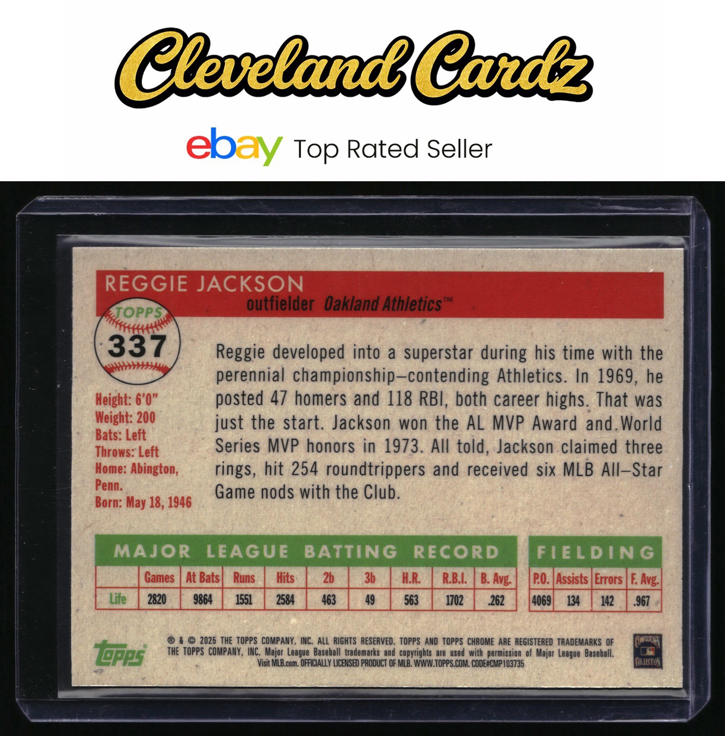 2025 Topps Chrome Platinum #337 Reggie Jackson Green Vibrations Refractors #/99
