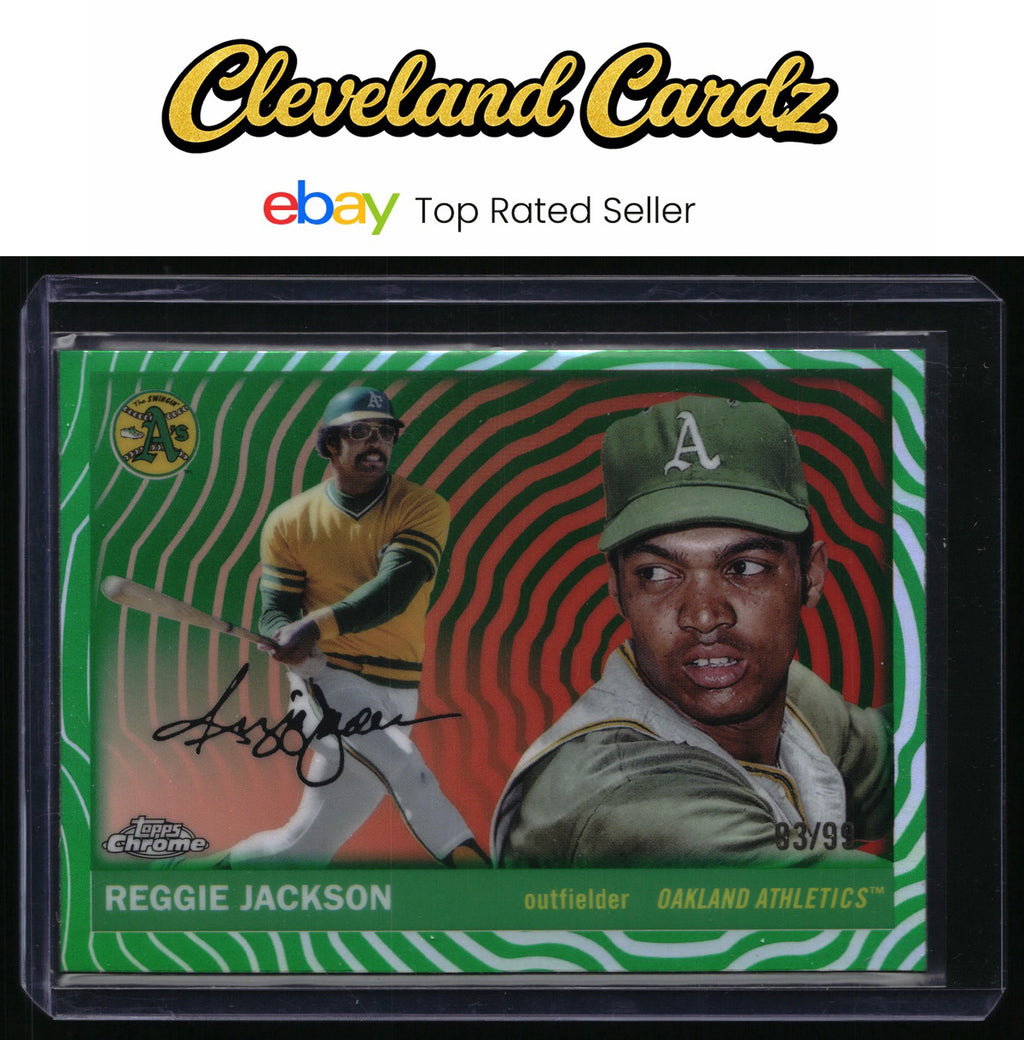 2025 Topps Chrome Platinum #337 Reggie Jackson Green Vibrations Refractors #/99