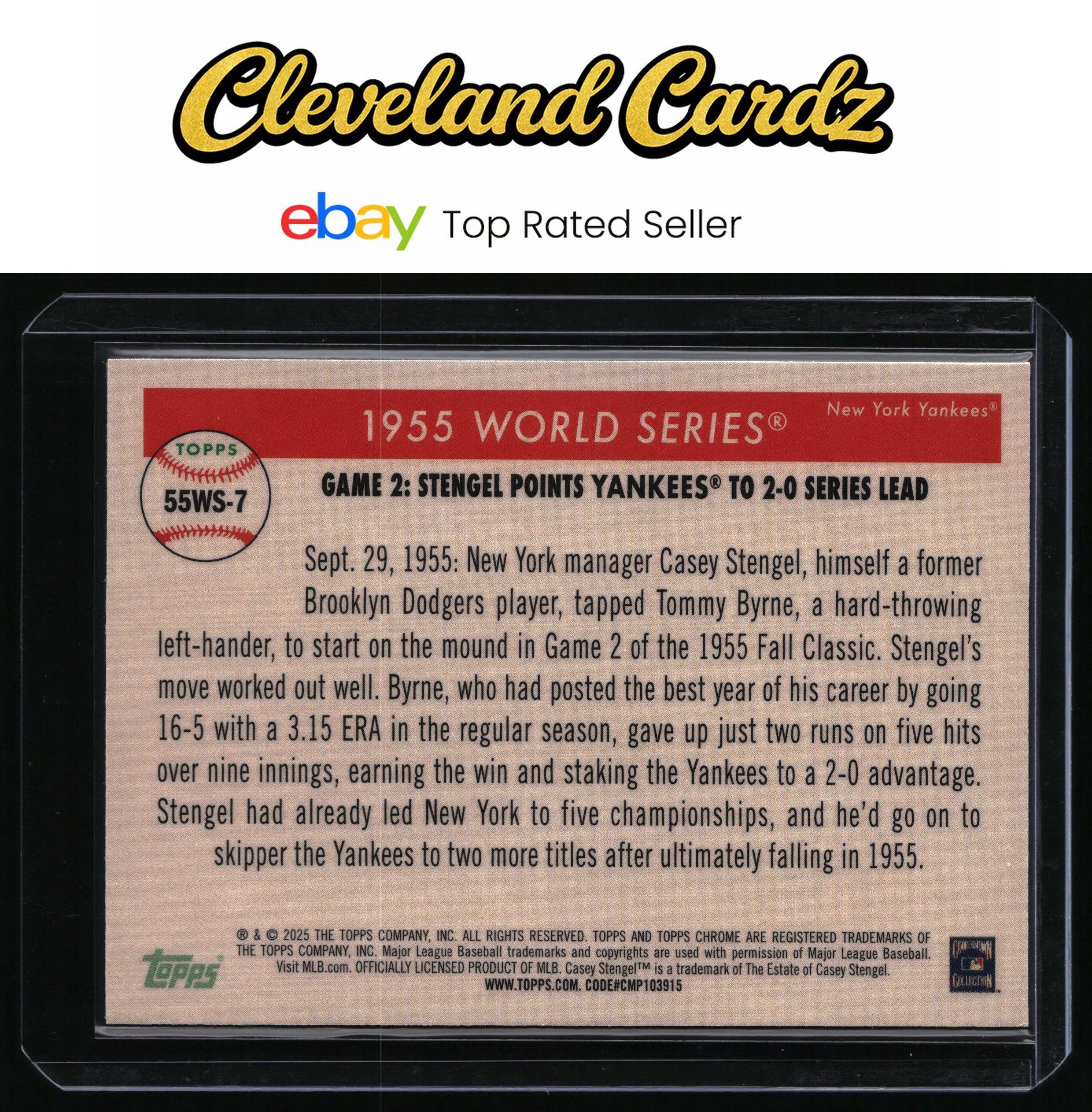 2025 Topps Chrome Platinum #55WS-7 Casey Stengel 1955 World Series