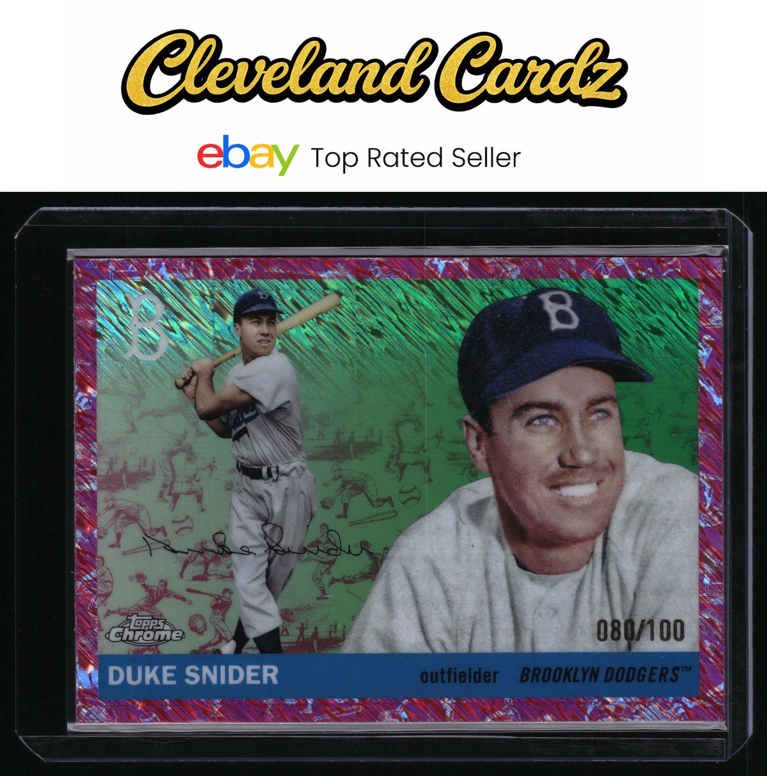 2025 Topps Chr. Plat. #415 Duke Snider Cream/Fuchsia Shimmer Refractors #/100