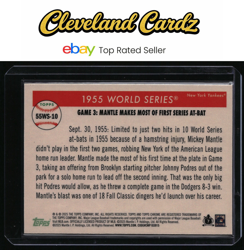 2025 Topps Chrome Platinum #55WS-10 Mickey Mantle 1955 World Series