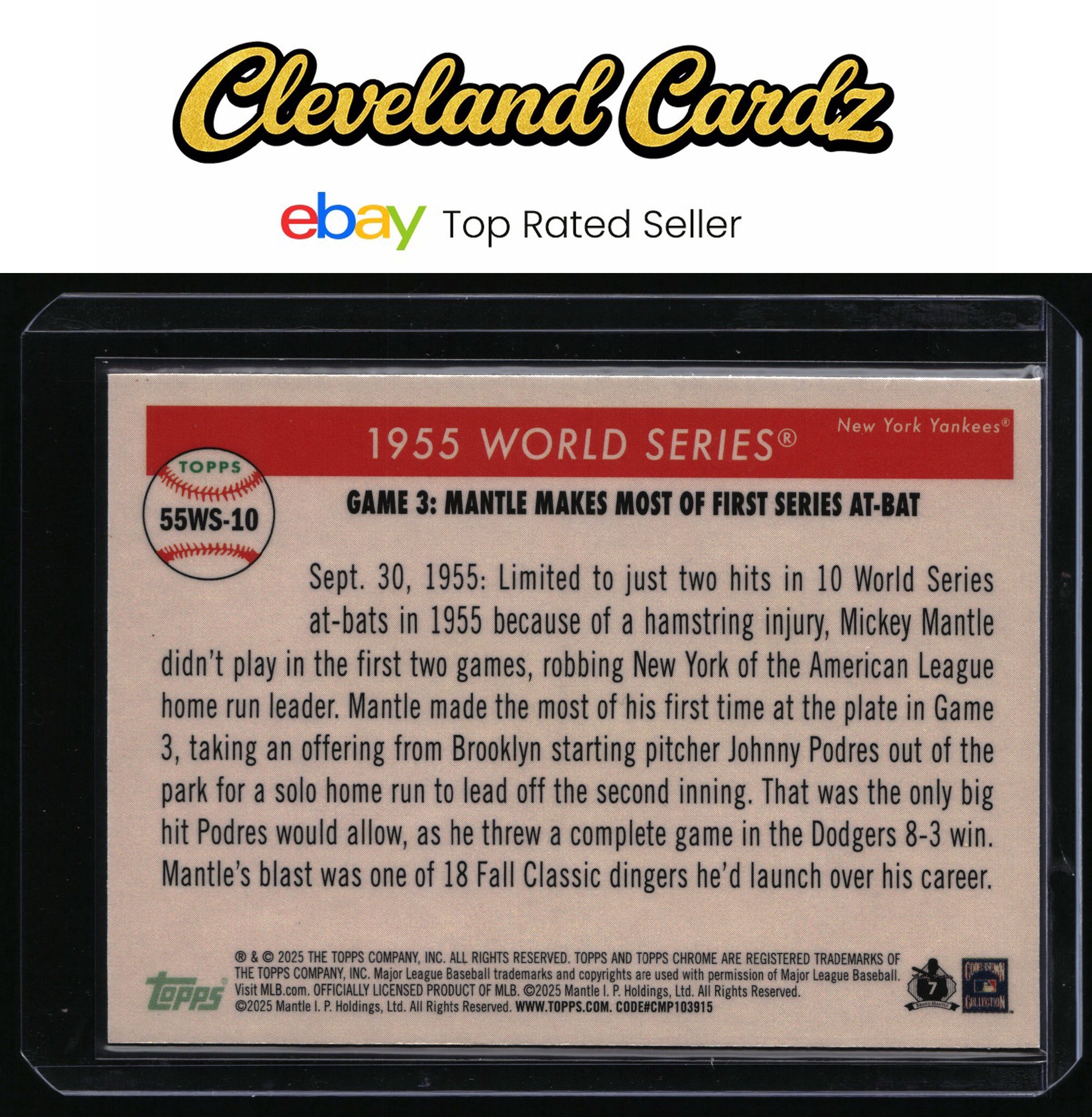 2025 Topps Chrome Platinum #55WS-10 Mickey Mantle 1955 World Series