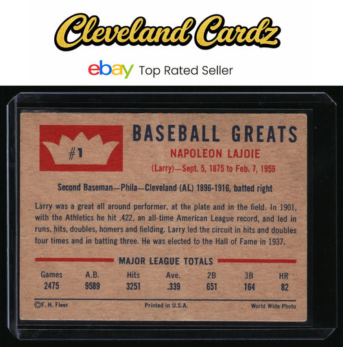 1960 Fleer Baseball Greats #1 Nap Lajoie