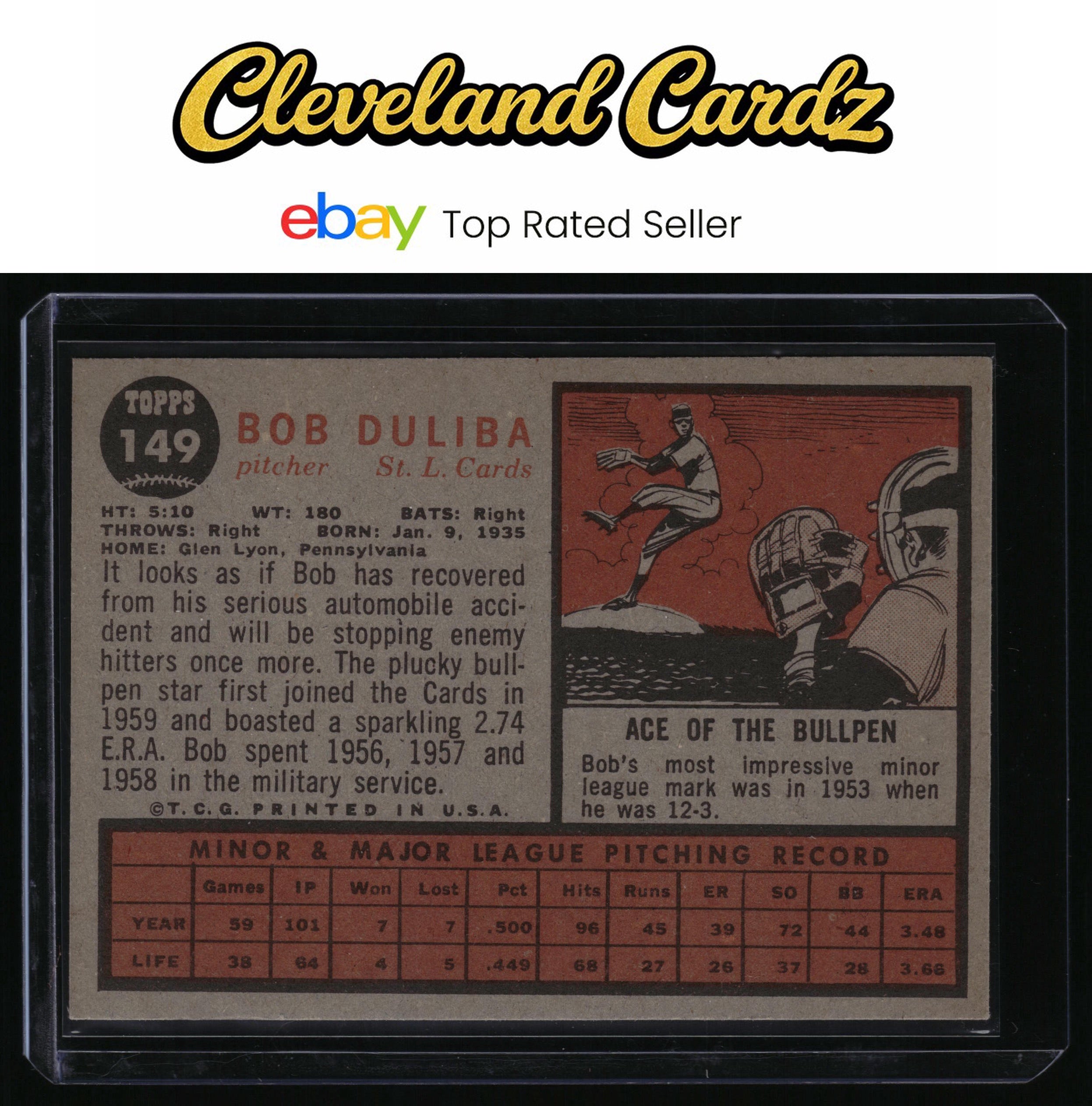 1962 Topps #149a Bob Duliba : Green Tint