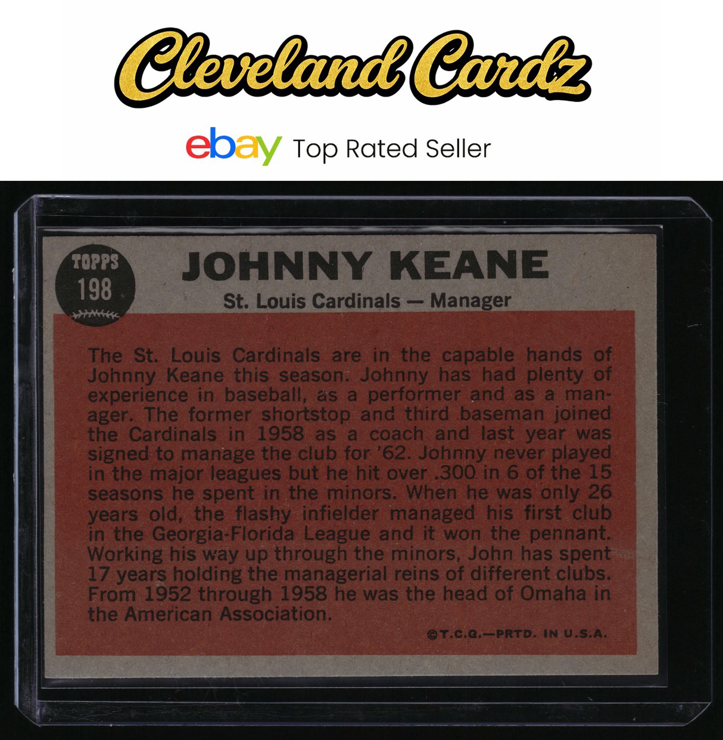 1962 Topps #198 Johnny Keane