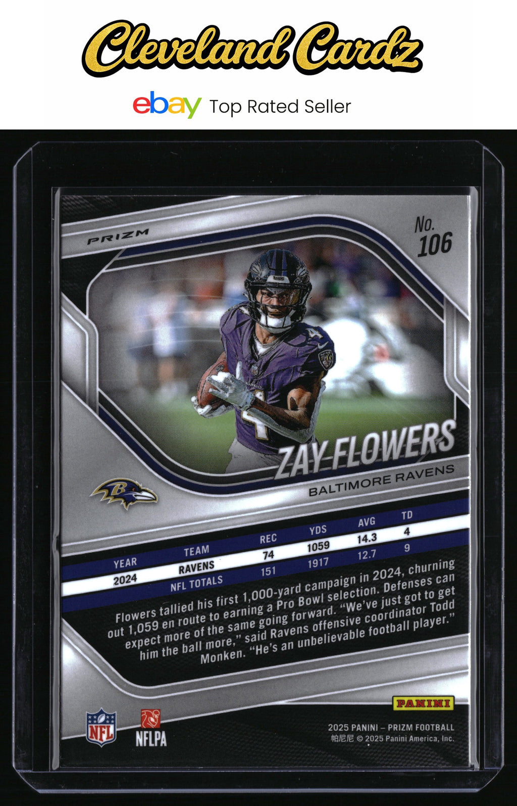 2025 Panini Prizm #106 Zay Flowers Neon Green Pulsar