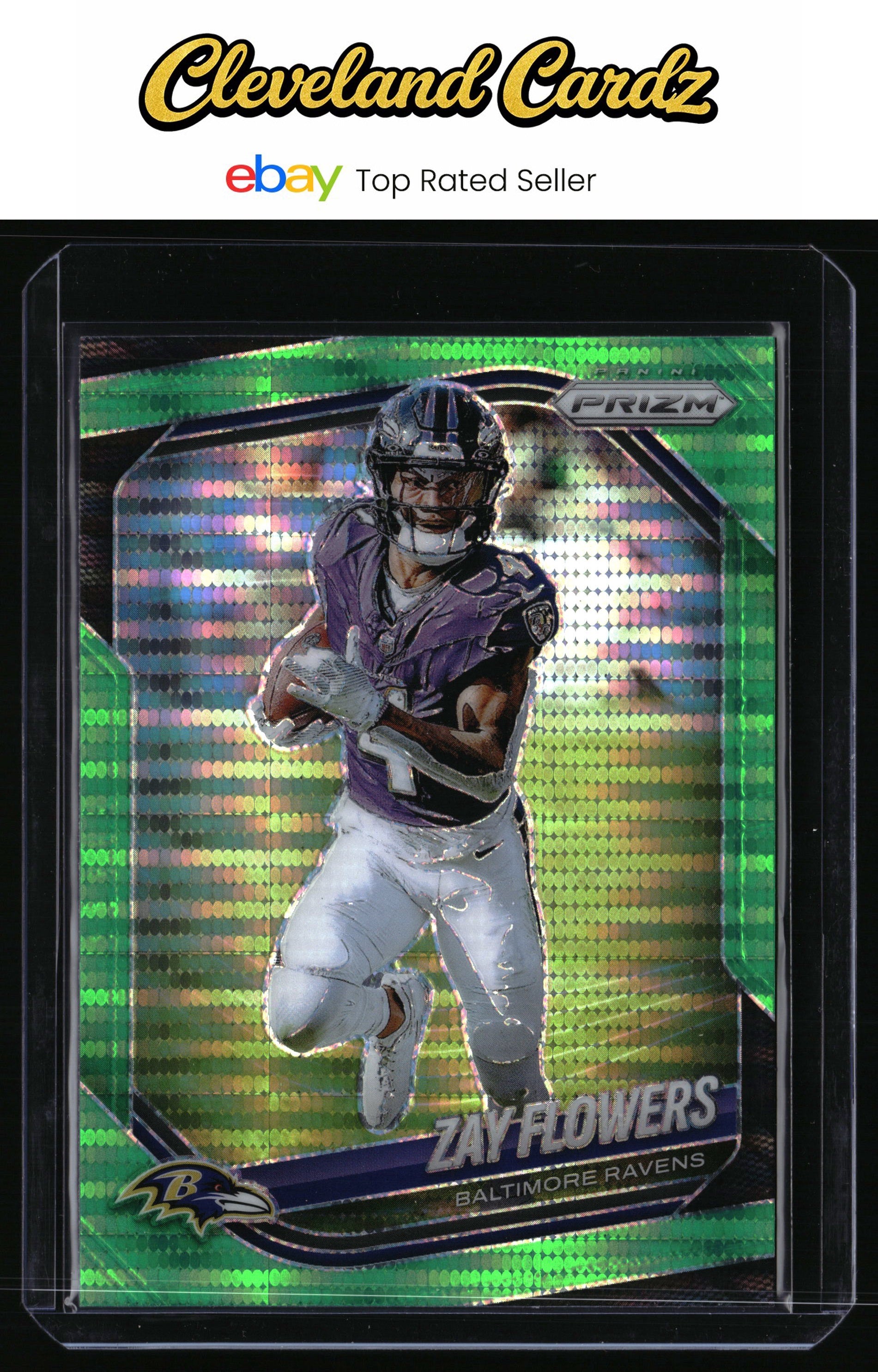 2025 Panini Prizm #106 Zay Flowers Neon Green Pulsar