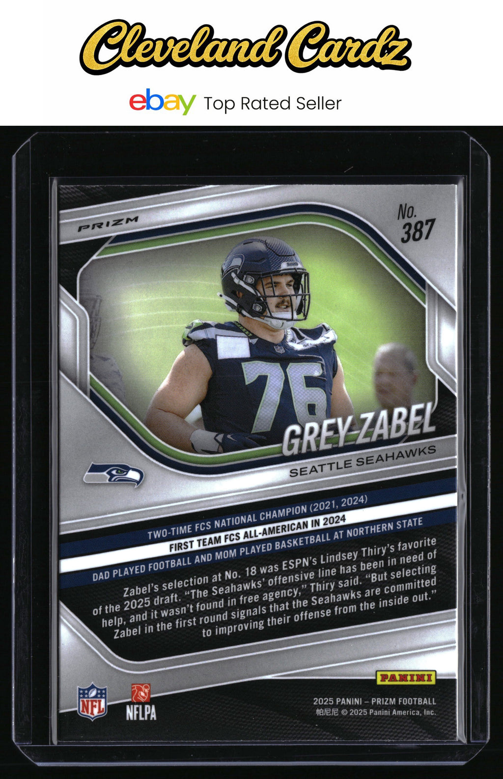 2025 Panini Prizm #387 Grey Zabel Neon Green Pulsar
