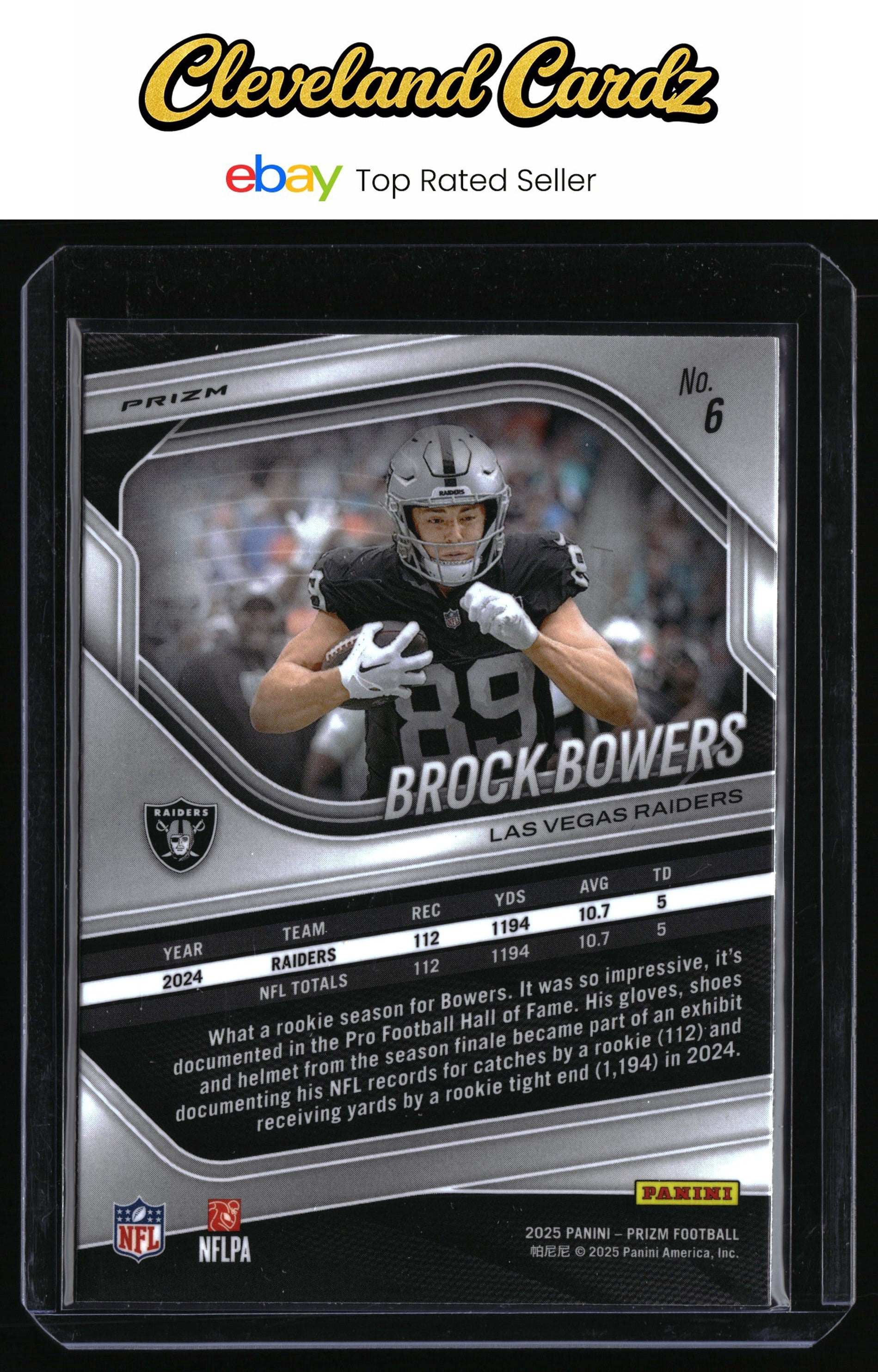 2025 Panini Prizm #6 Brock Bowers Neon Green Pulsar