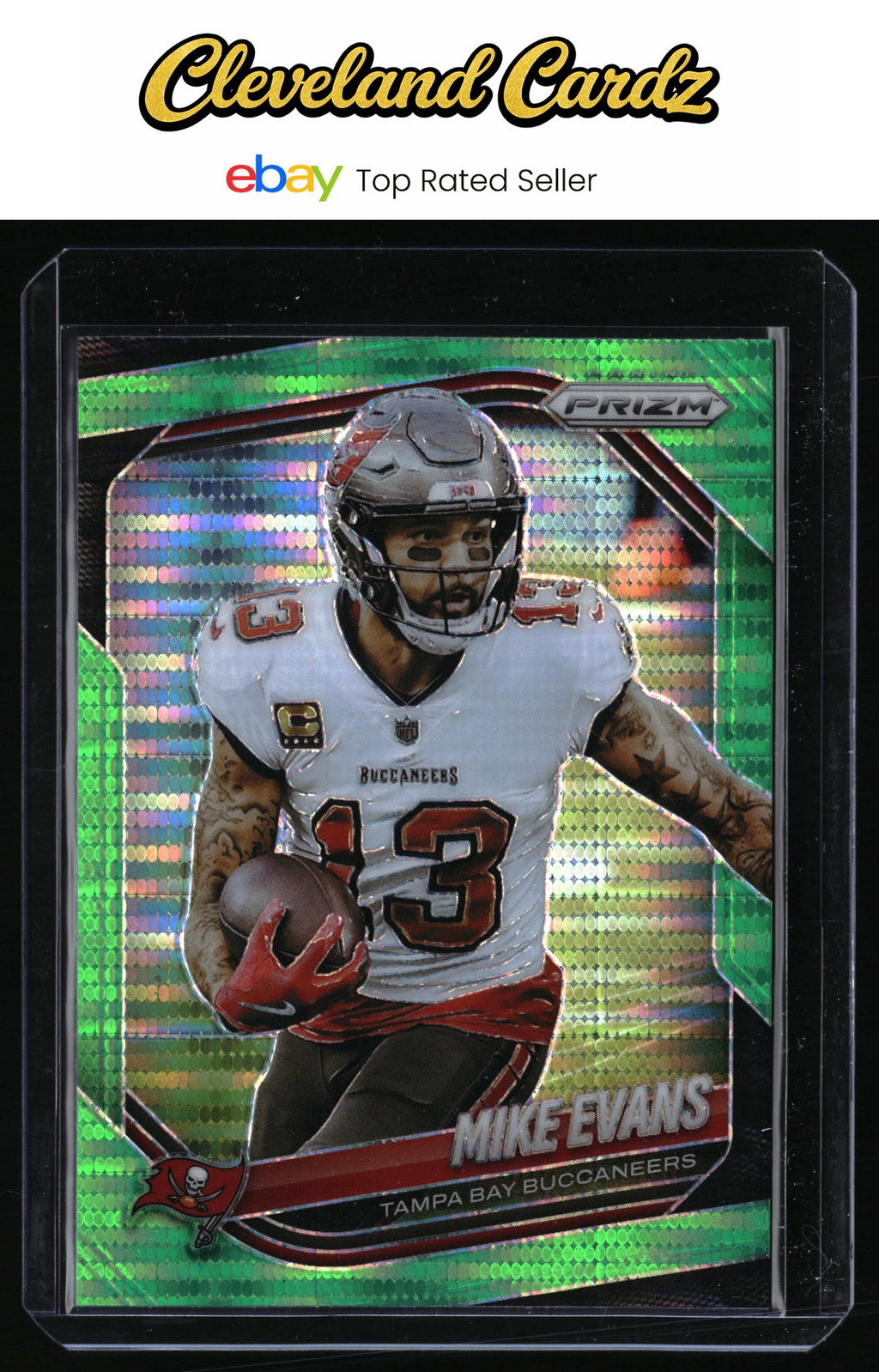 2025 Panini Prizm #225 Mike Evans Neon Green Pulsar