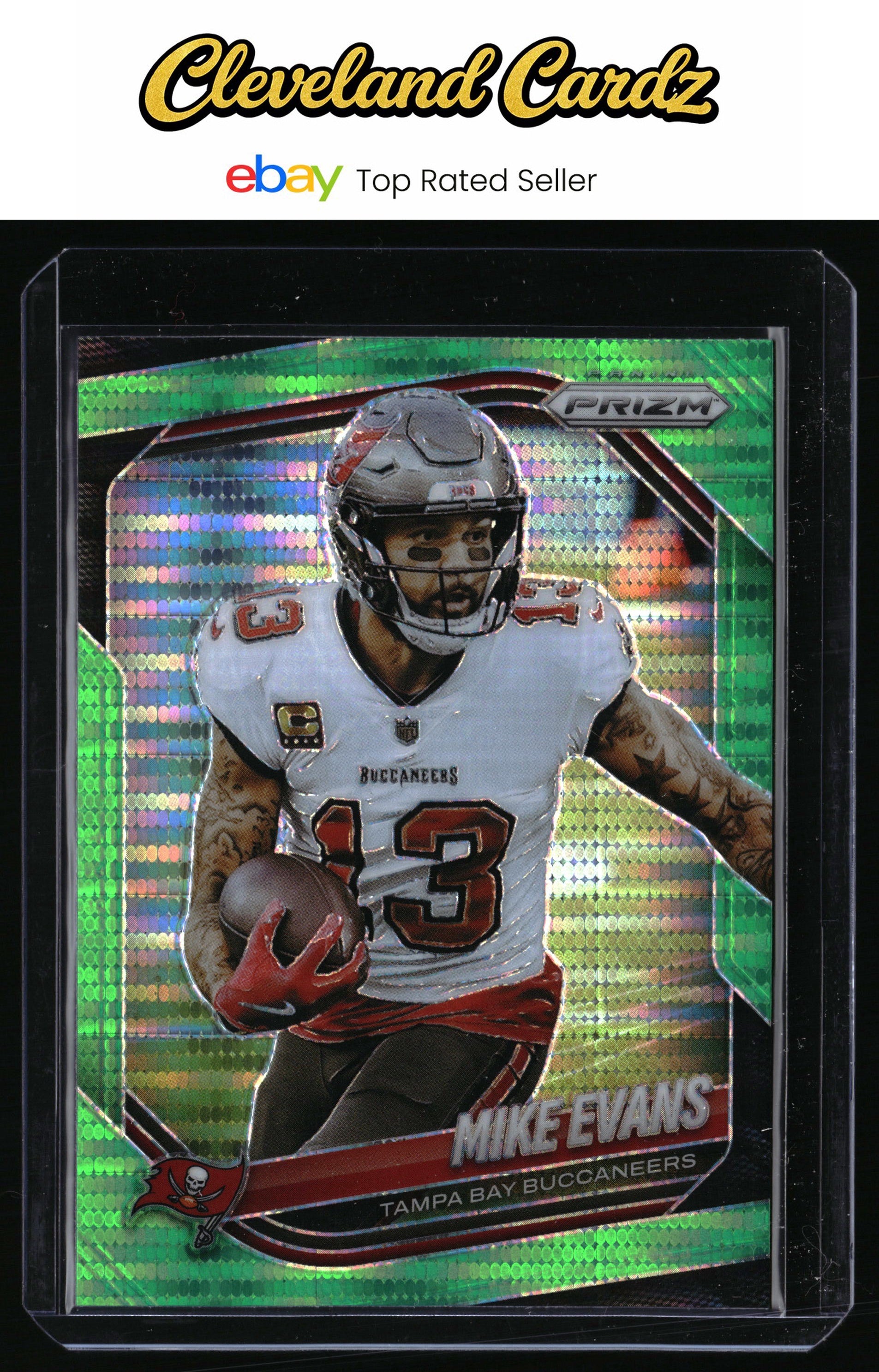 2025 Panini Prizm #225 Mike Evans Neon Green Pulsar