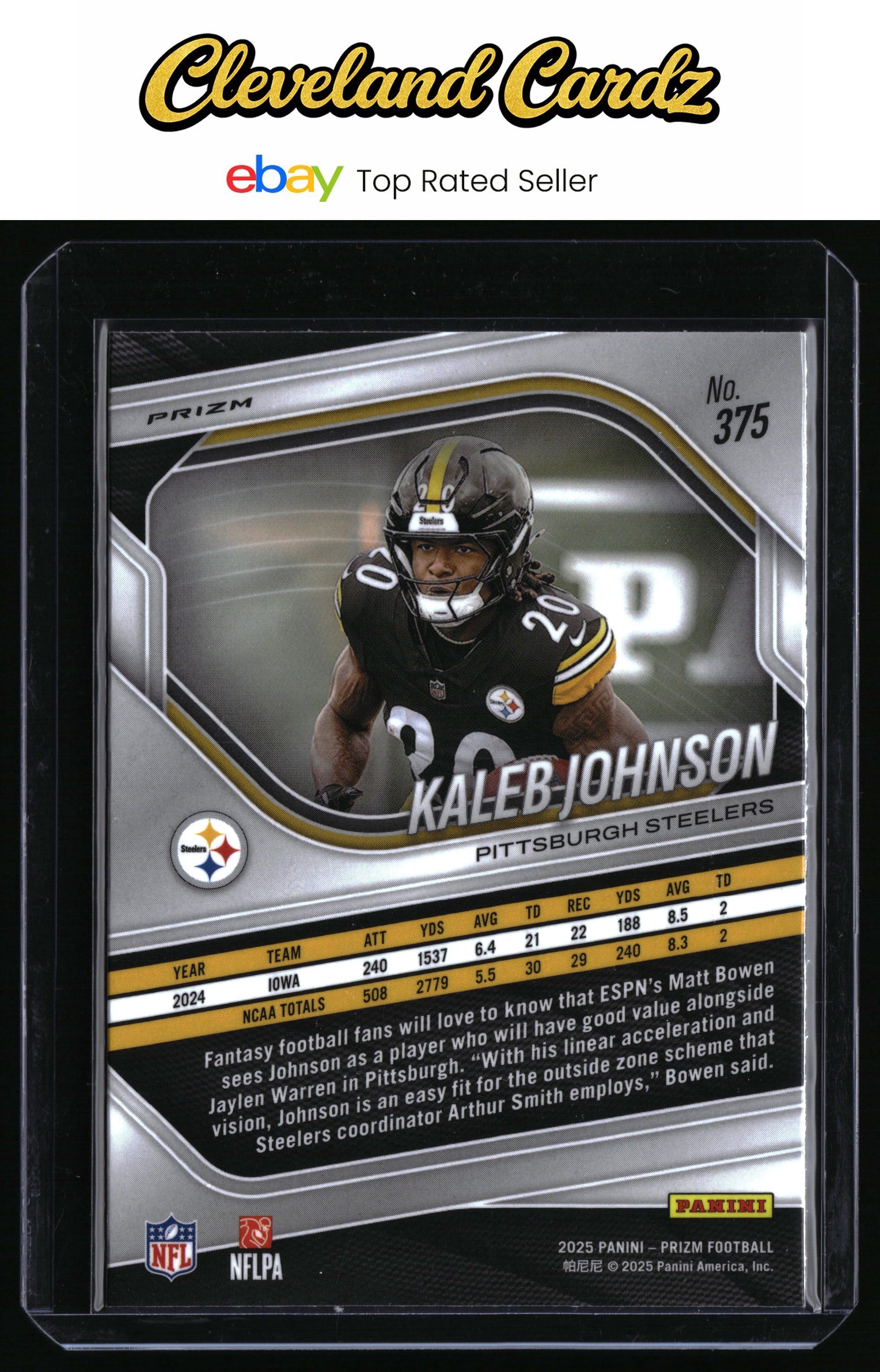 2025 Panini Prizm #375 Kaleb Johnson Silver