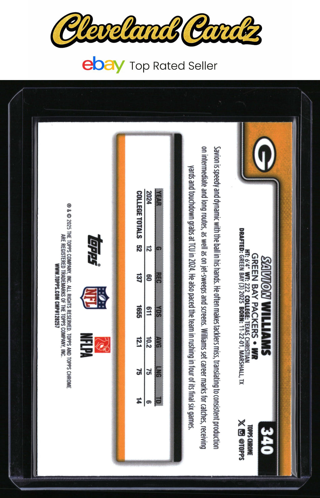 2025 Topps Chrome #340 Savion Williams