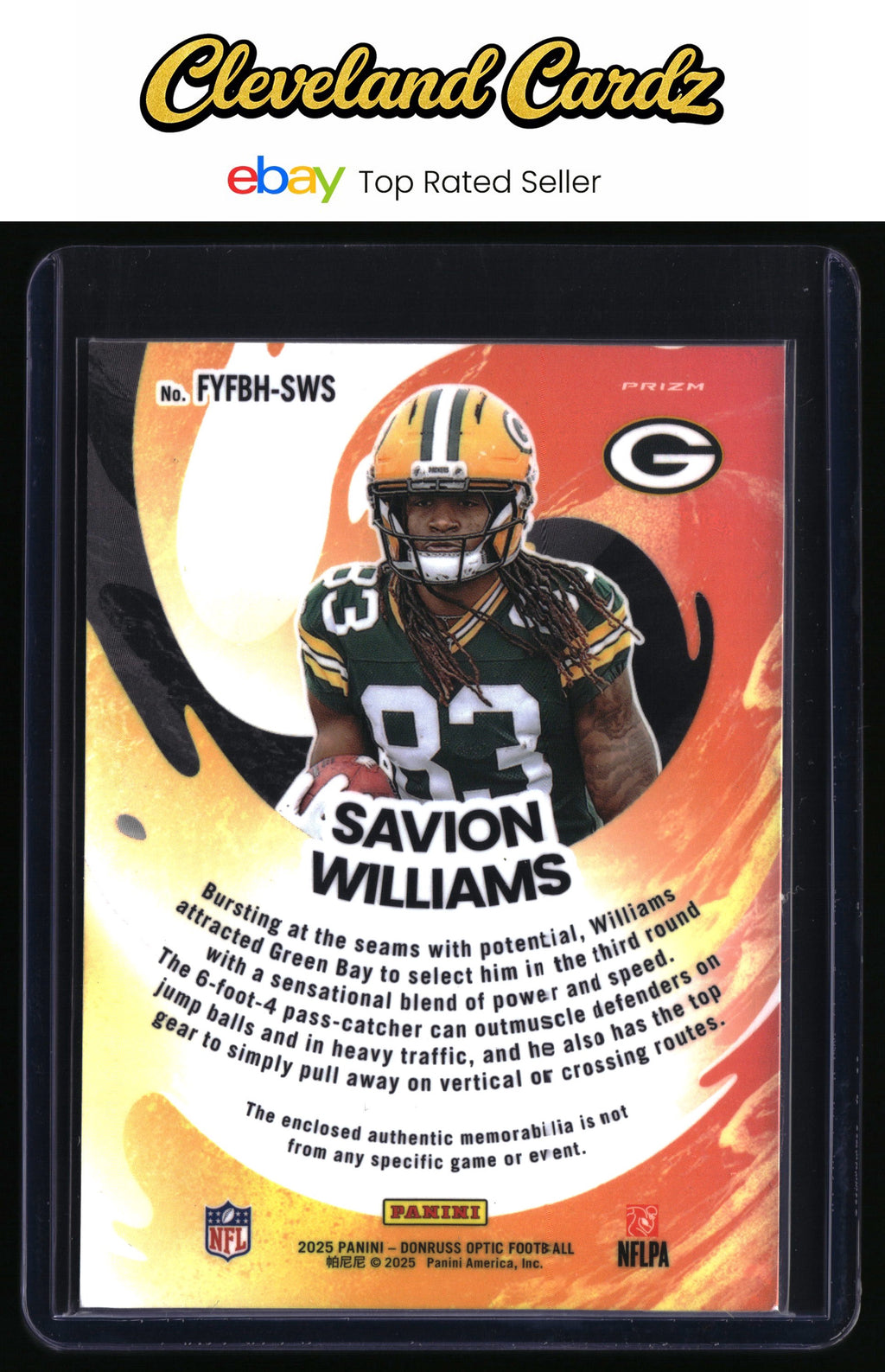 2025 Donruss Optic #FYFBH-SWS Savion Williams First Year Fresh Blue Hyper